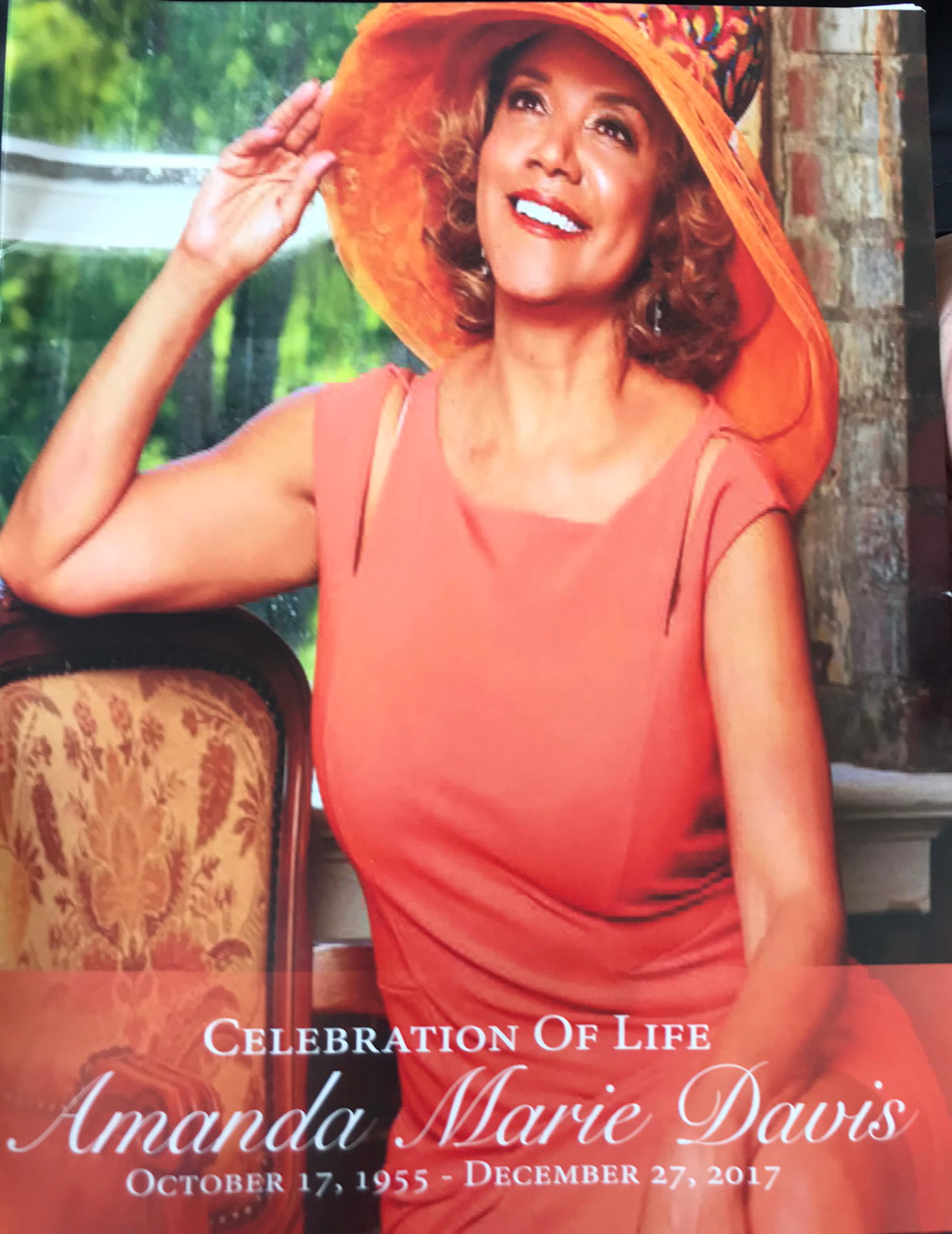 The cover of the Amanda Davis' funeral service program.