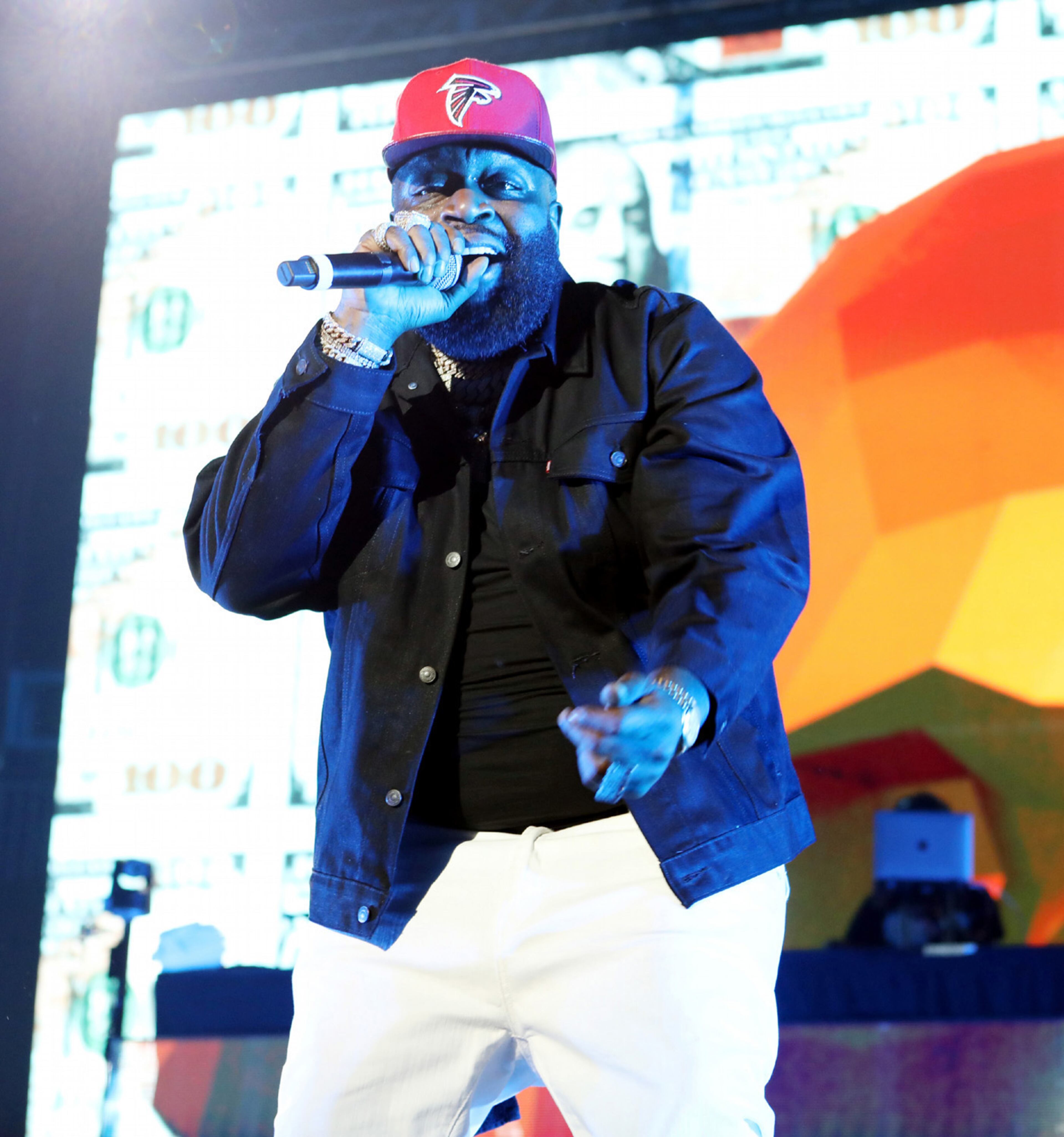 The Legendz of the Streetz Tour rocked sold-out State Farm Arena in Atlanta on Friday, April 1, 2022. The show featured Hip Hop stars Rick Ross (above), Jeezy, T.I., Trina, DJ Drama, Dav3D and D'Myke. (Photo: Robb Cohen for The Atlanta Journal-Constitution)