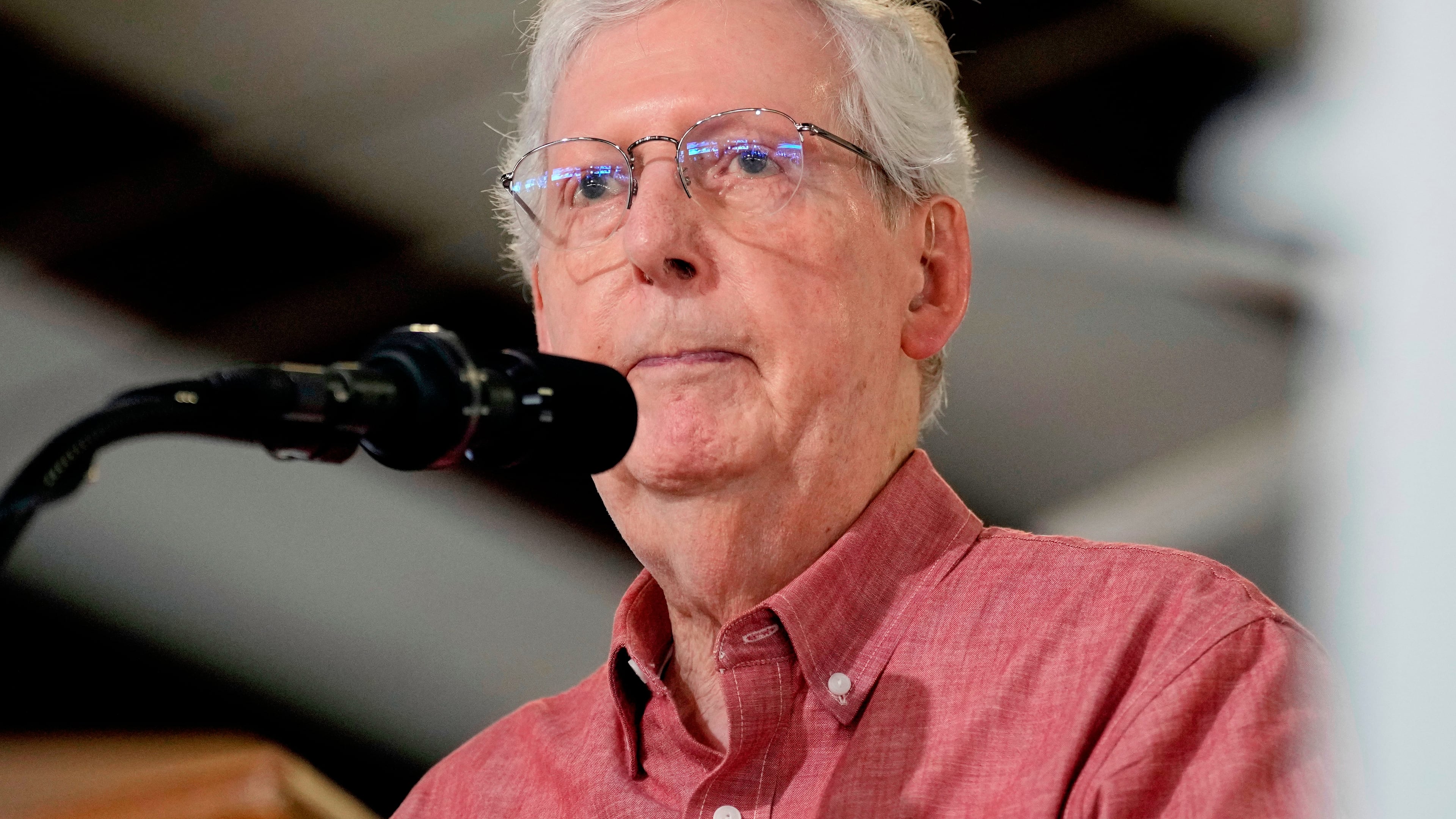 FILE - Sen. Mitch McConnell, R-Ky., speaks at an event, Aug. 2, 2025, in Fancy Farm, Ky. (AP Photo/Mark Humphrey, File)