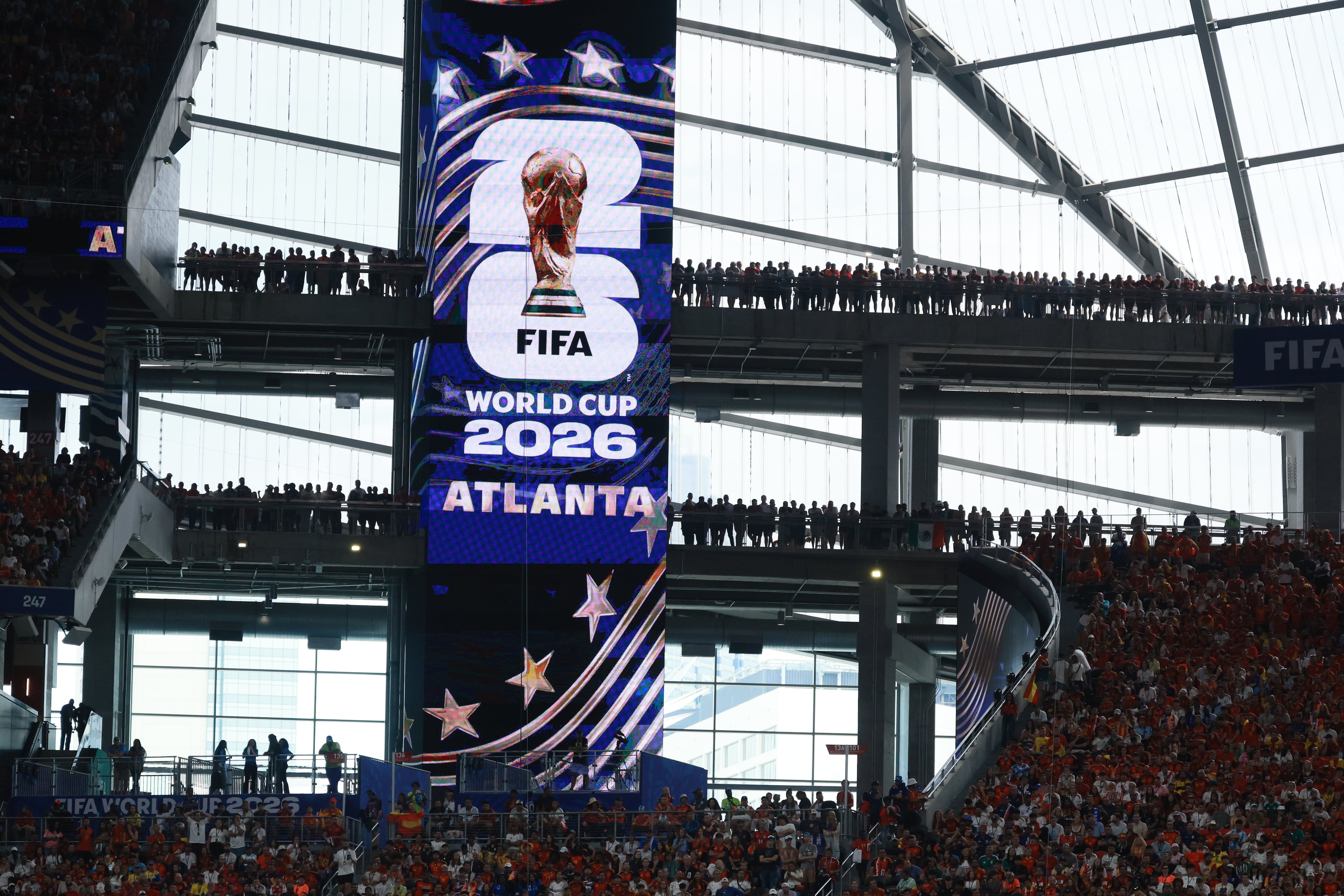 Fans watch during first half of Spain vs. Cape Verde Group H match at Atlanta Stadium (Mercedes-Benz Stadium) on Monday, June 15, 2026. (Jason Getz/AJC)