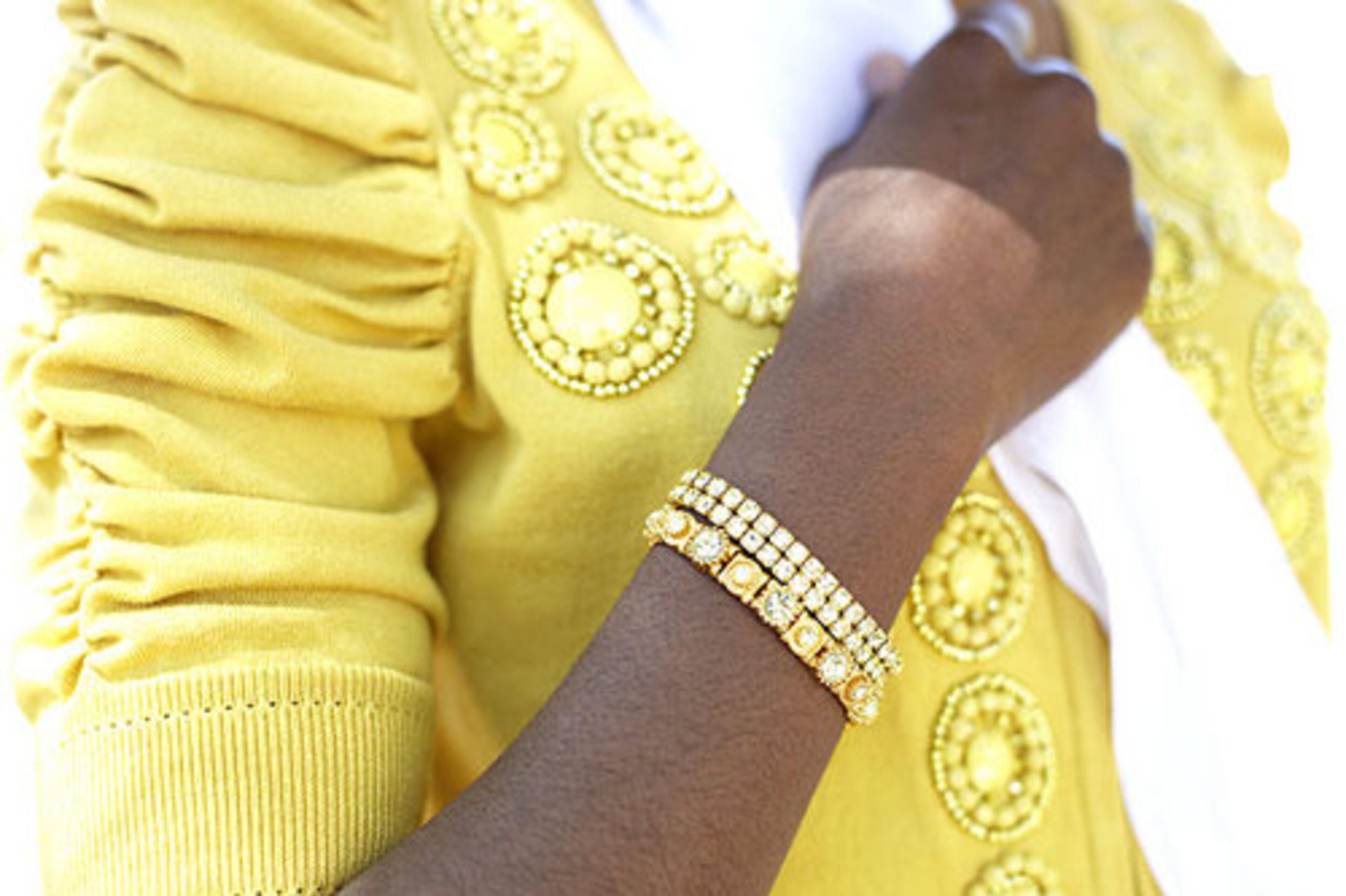 Collectibles: "I collect jewelry from international destinations." Her jewelry includes a three green and gold rhinestone bracelets from A Unique Touch boutique in Atlanta.