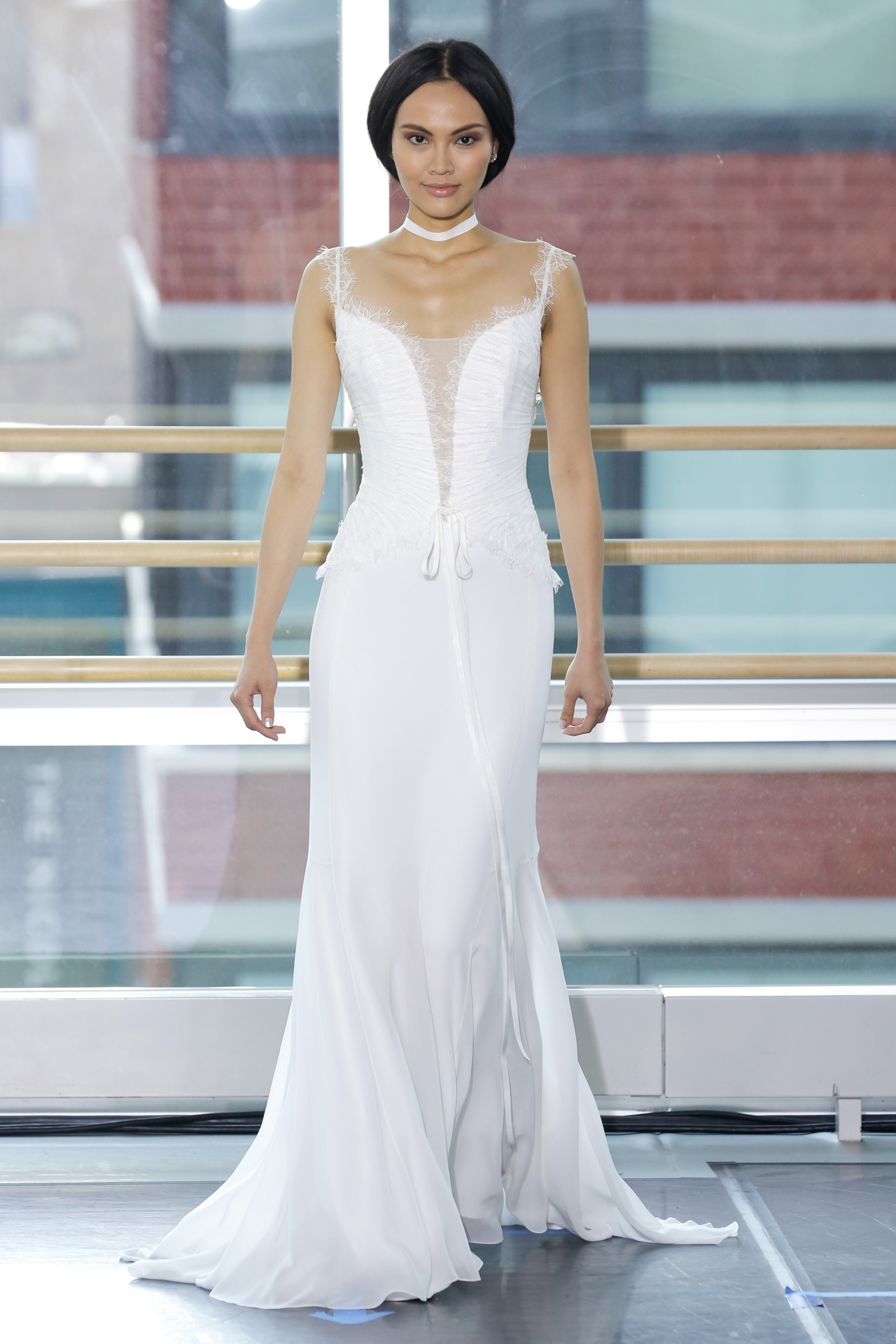 A model walks the runway during the Rita Vinieris-Rivini Fall 2014 Bridal Collection at Alvin Alley Studios on Oct. 13, 2013, in New York City.