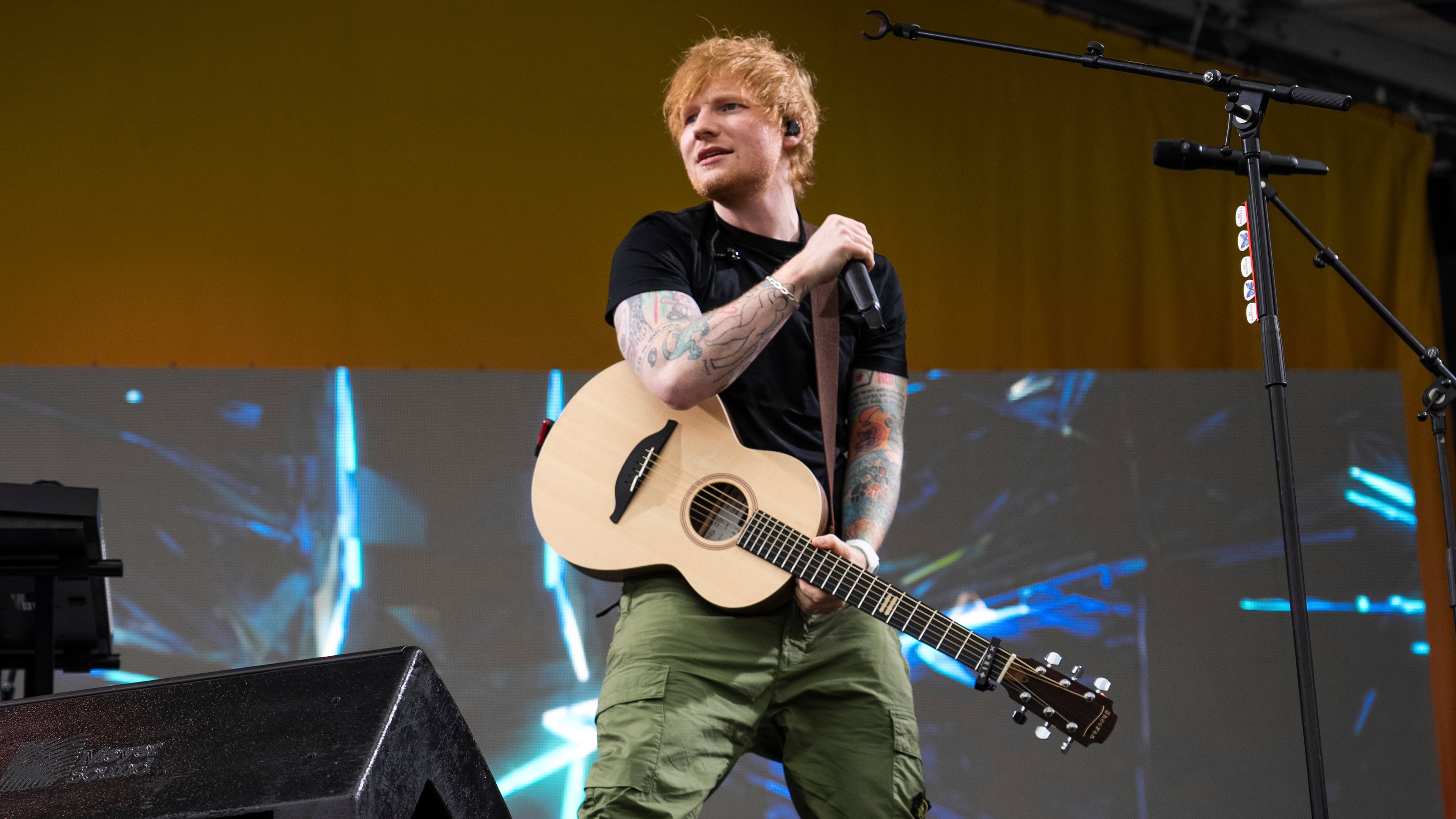 FILE - Ed Sheeran performs at the 2023 New Orleans Jazz & Heritage Festival in New Orleans on April 29, 2023. (Photo by Amy Harris/Invision/AP, File)