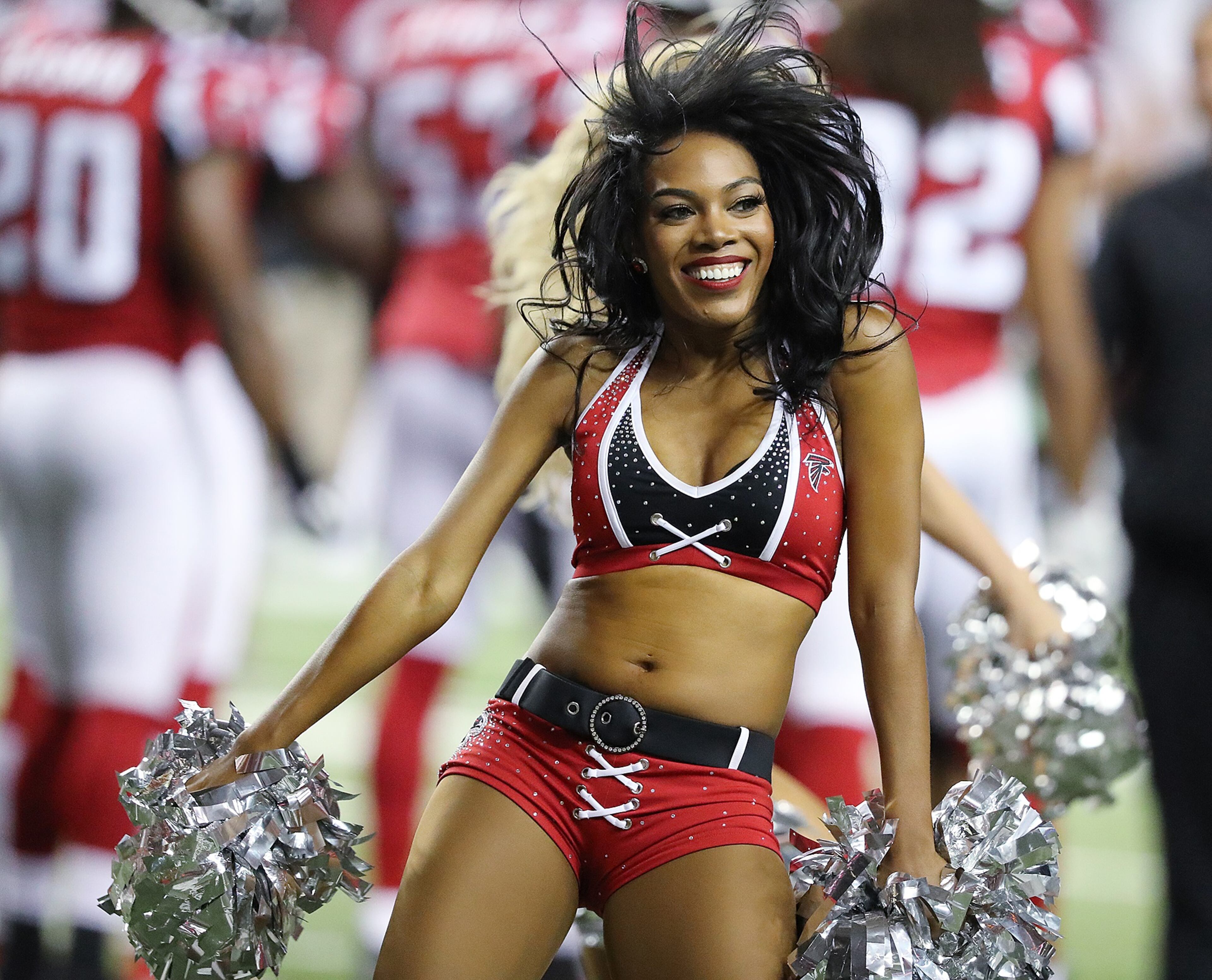 081116 ATLANTA: The Atlanta Falcons cheerleaders perform during an NFL preseason football game against the Redskins on Thursday, August 11, 2016, in Atlanta. Curtis Compton /ccompton@ajc.com