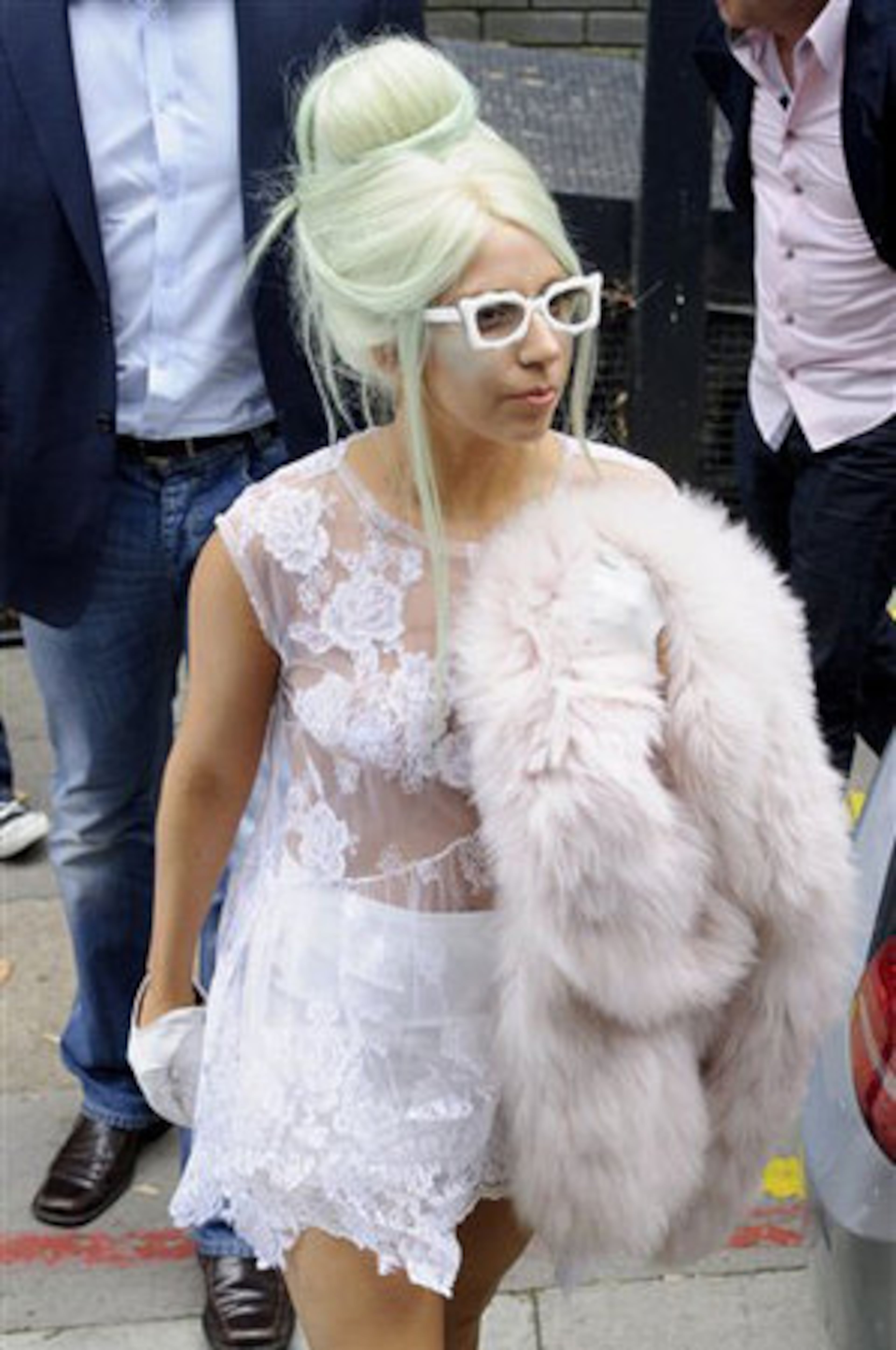 Lady Gaga seems downright demure in this outfit. If you have a large doily, you can recreate this outfit as well.