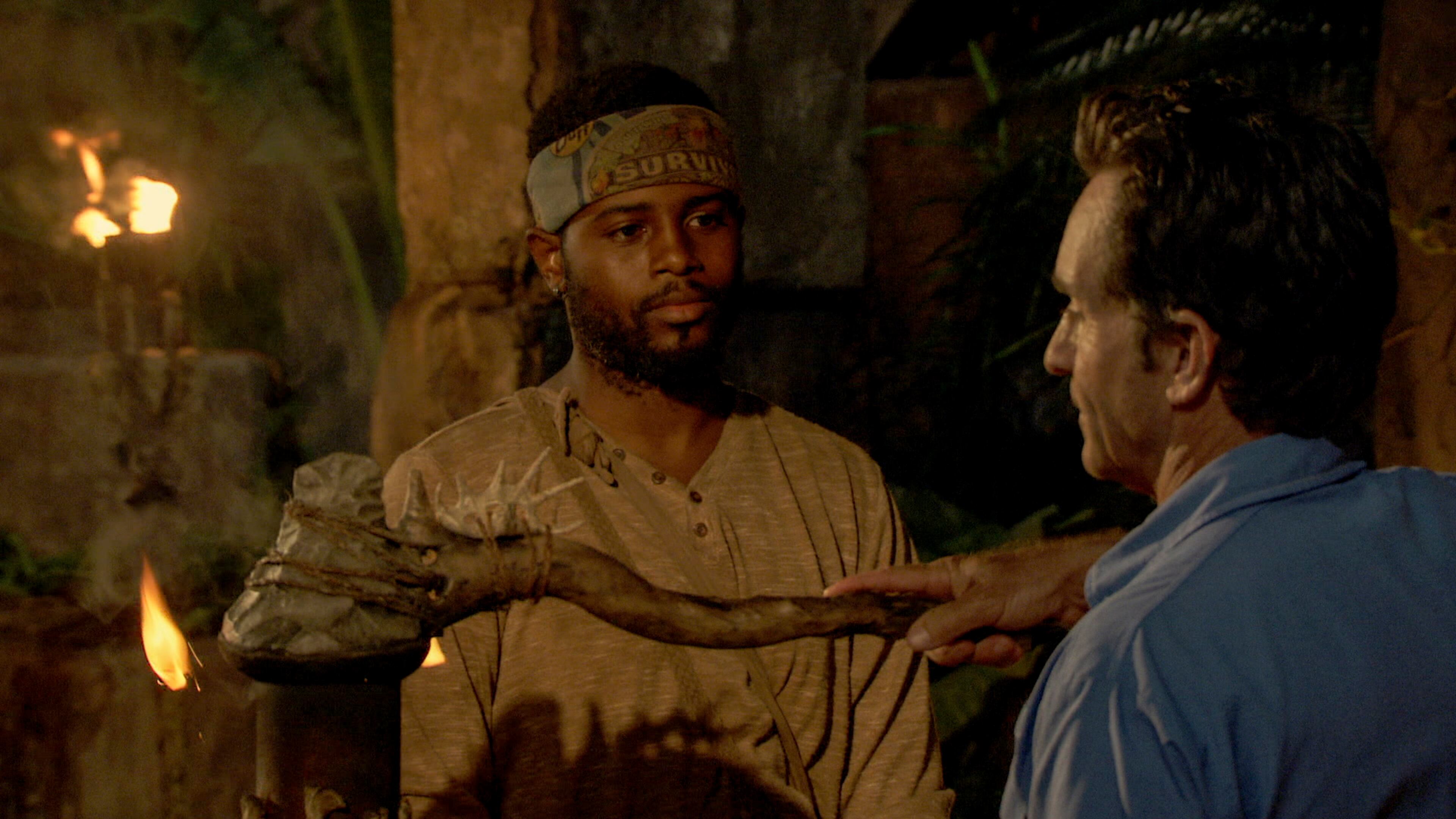 Atlanta's Davie Rickenbacker has his torch snuffed during the finale of "Survivor" season 37 finale. He finished sixth. CREDIT: CBS