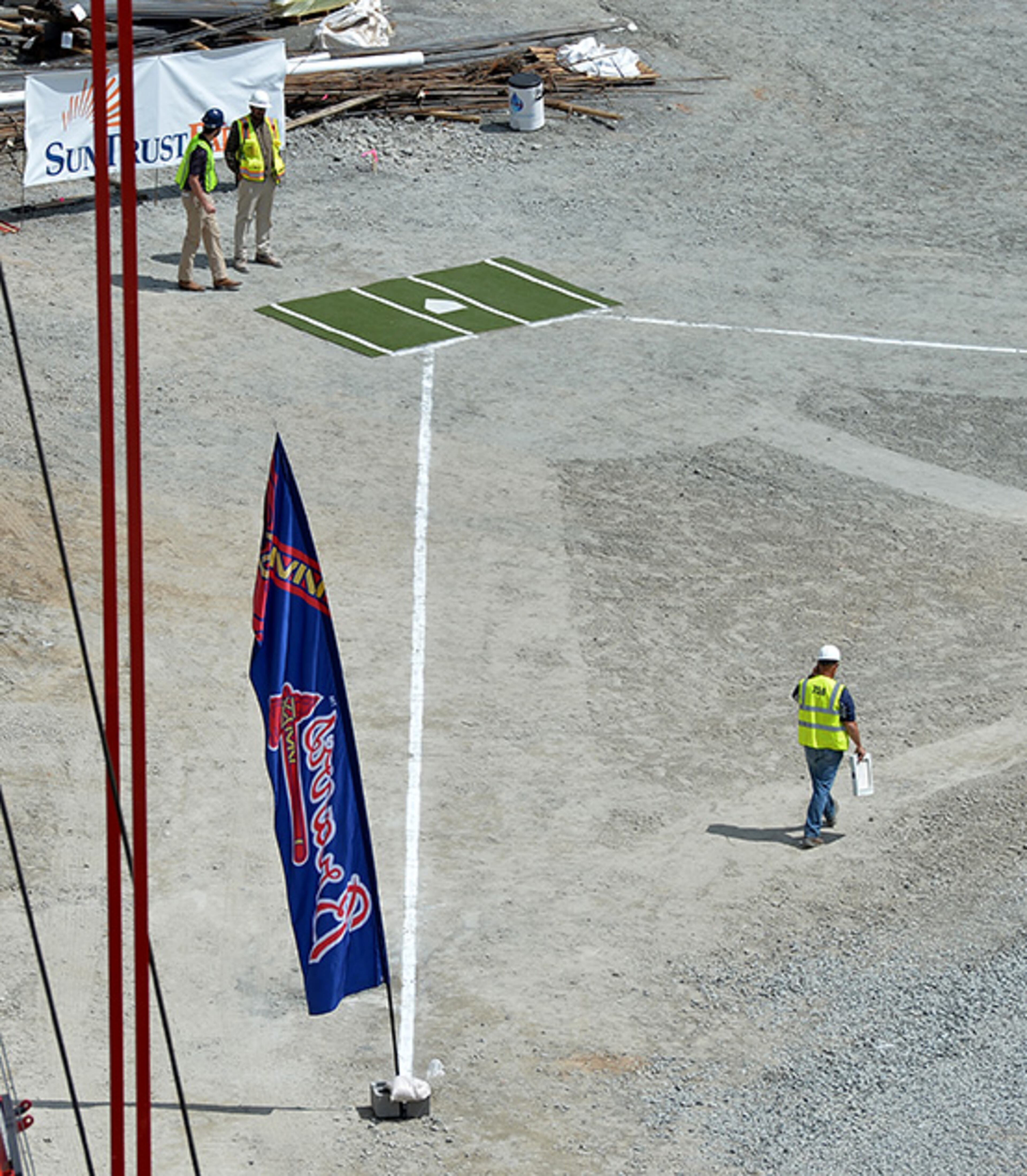 Overall look at the infield as construction continues on the Braves' new stadium, SunTrust Park, in Cobb County as Opening Day 2017 is less than a year away.
