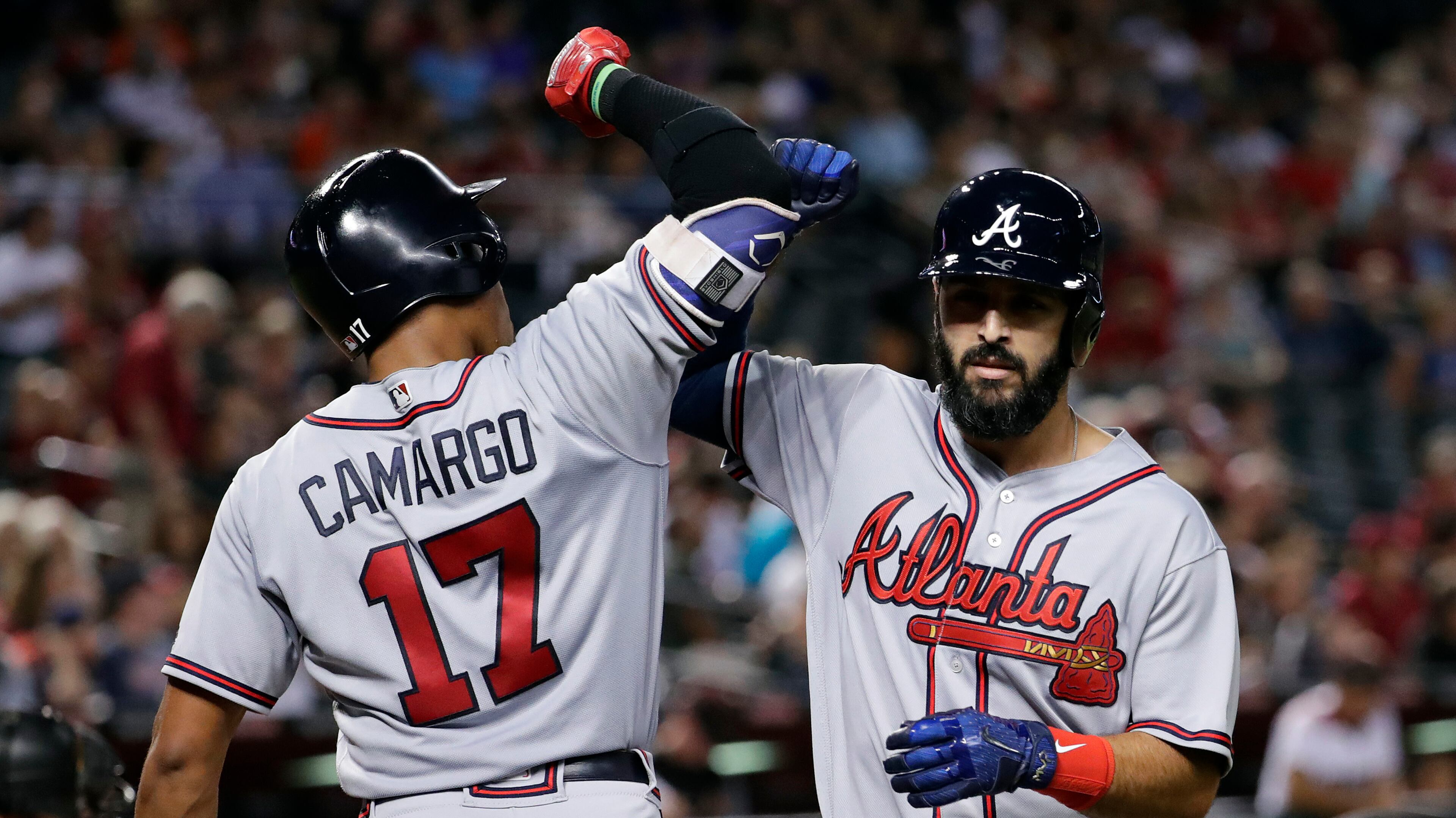 The emergence of rookie Johan Camargo was part of the reason that Sean Rodriguez (right) became expendable to the Braves, who traded him Saturday to the Pirates for a first base/outfield prospect. (AP Photo/Matt York)