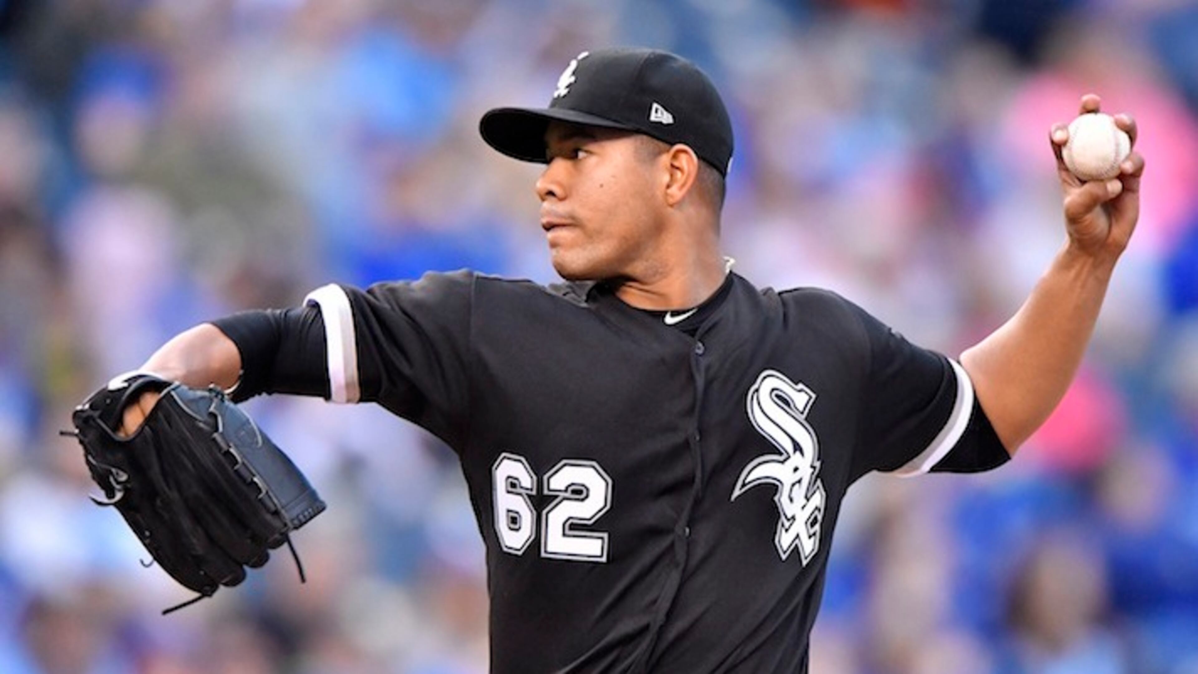 Chicago White Sox pitcher Jose Quintana throws in the first inning against the Kansas City Royals at Kauffman Stadium in Kansas City, Mo., on Tuesday, May 2, 2017. Quintana has been traded to the Chicago Cubs for four prospects (John Sleezer/Kansas City Star/TNS)