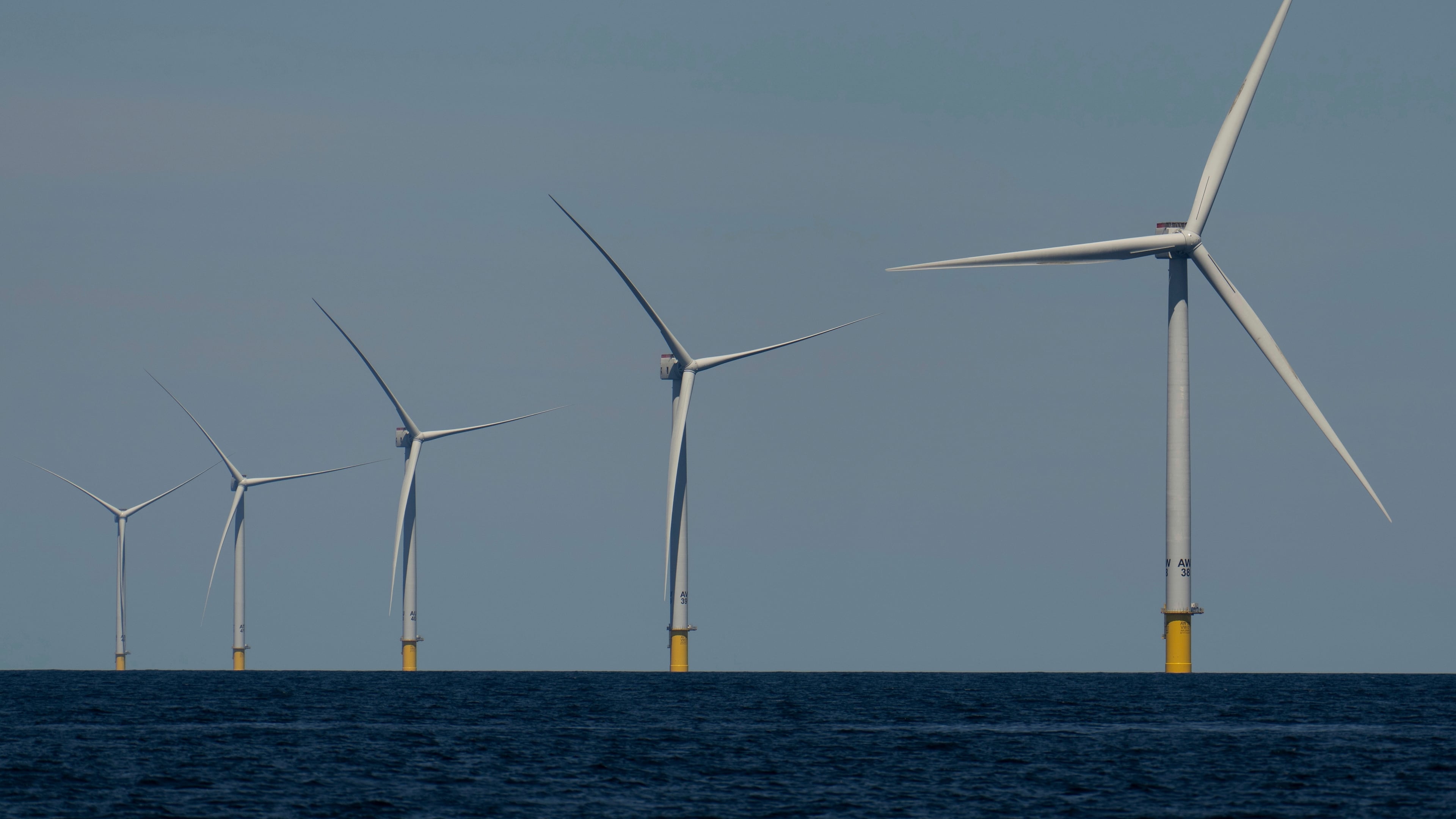 FILE - Wind turbines operate at Vineyard Wind 1 offshore wind farm off the coast of Massachusetts, July 19, 2025. (AP Photo/Carolyn Kaster, File)