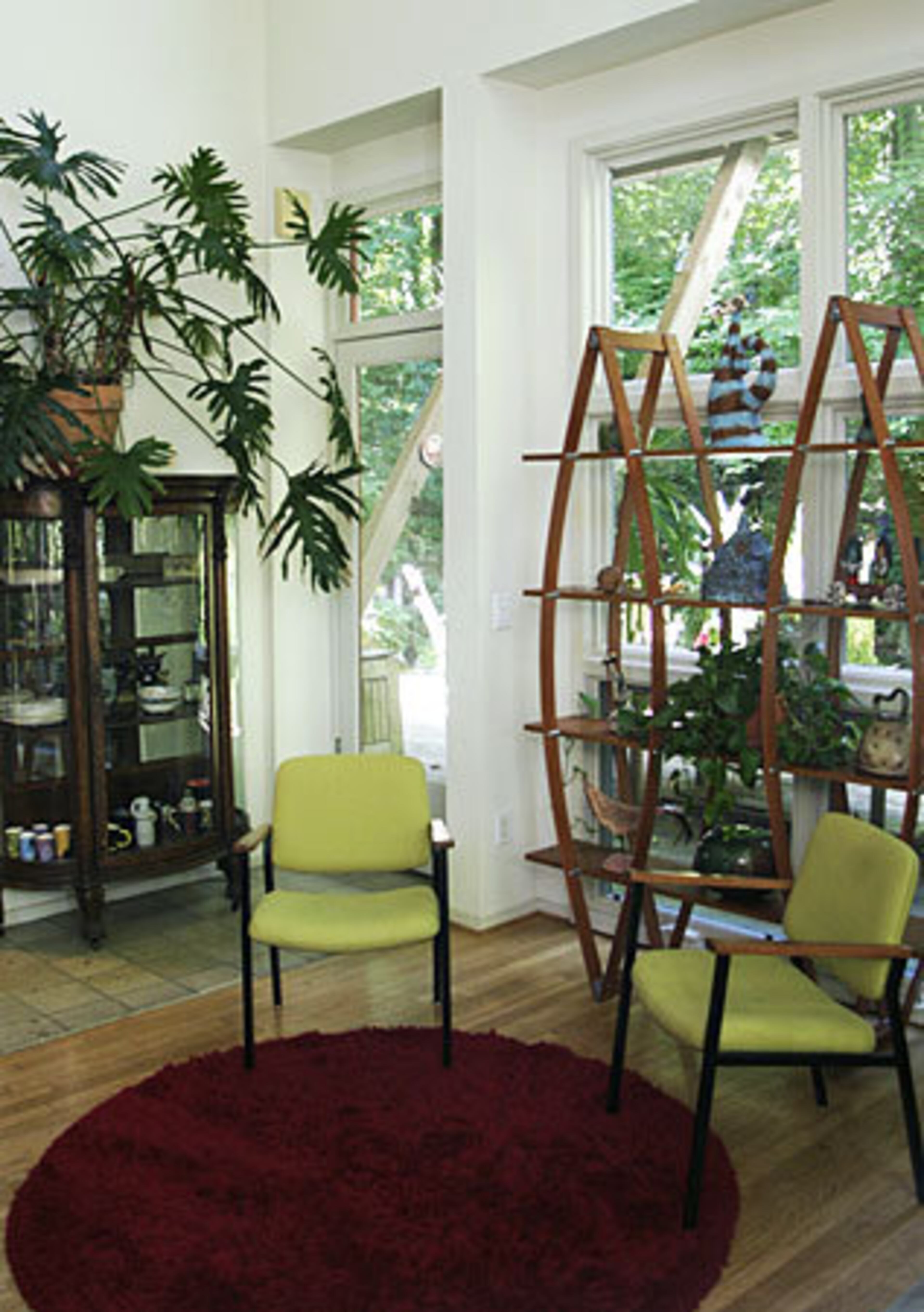 Lewis defines her own decorating style as eclectic, and whatever she comes up with that's cheap or free.