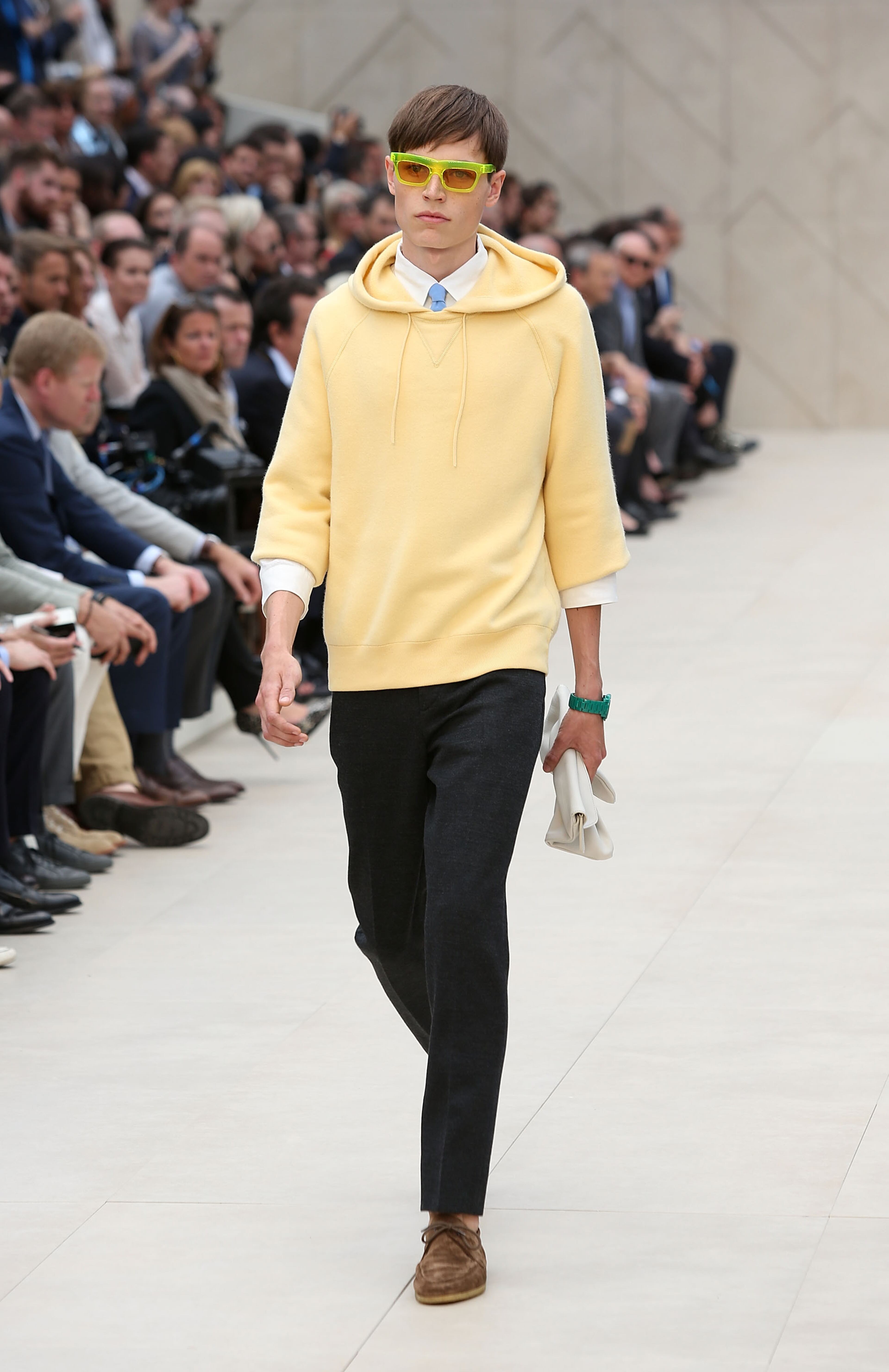 A model walks the runway at the Burberry Prorsum show at the London Collections: MEN SS14 at Kensington Gardens on June 18, 2013 in London, England.