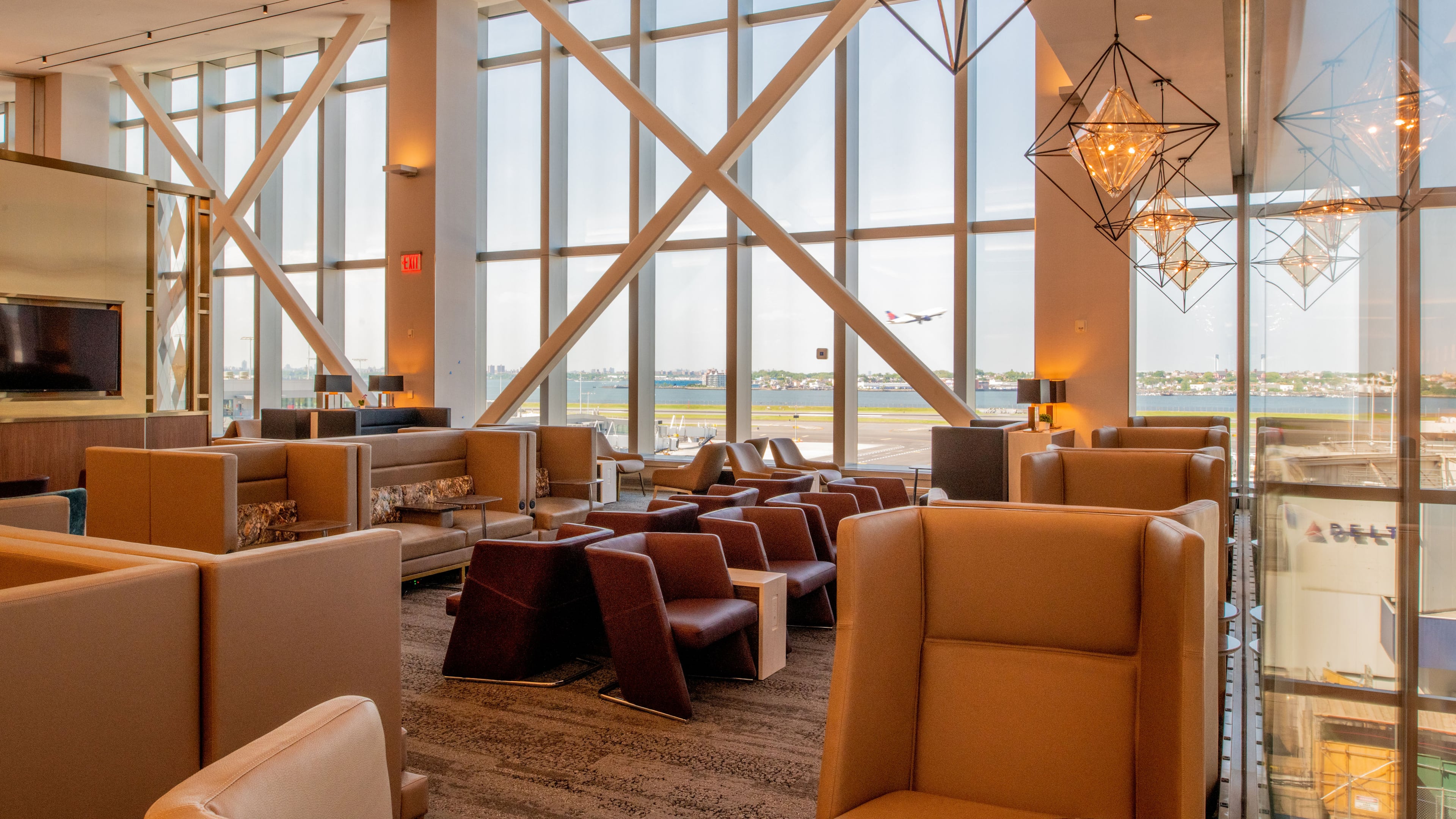 Delta's Terminal C at LaGuardia Airport has a 34,000-square-foot Sky Club that can seat nearly 600. The club is pictured here on May 30, 2022, before it opened to the public. (Chris Rank, Rank Studios. Source: Delta)