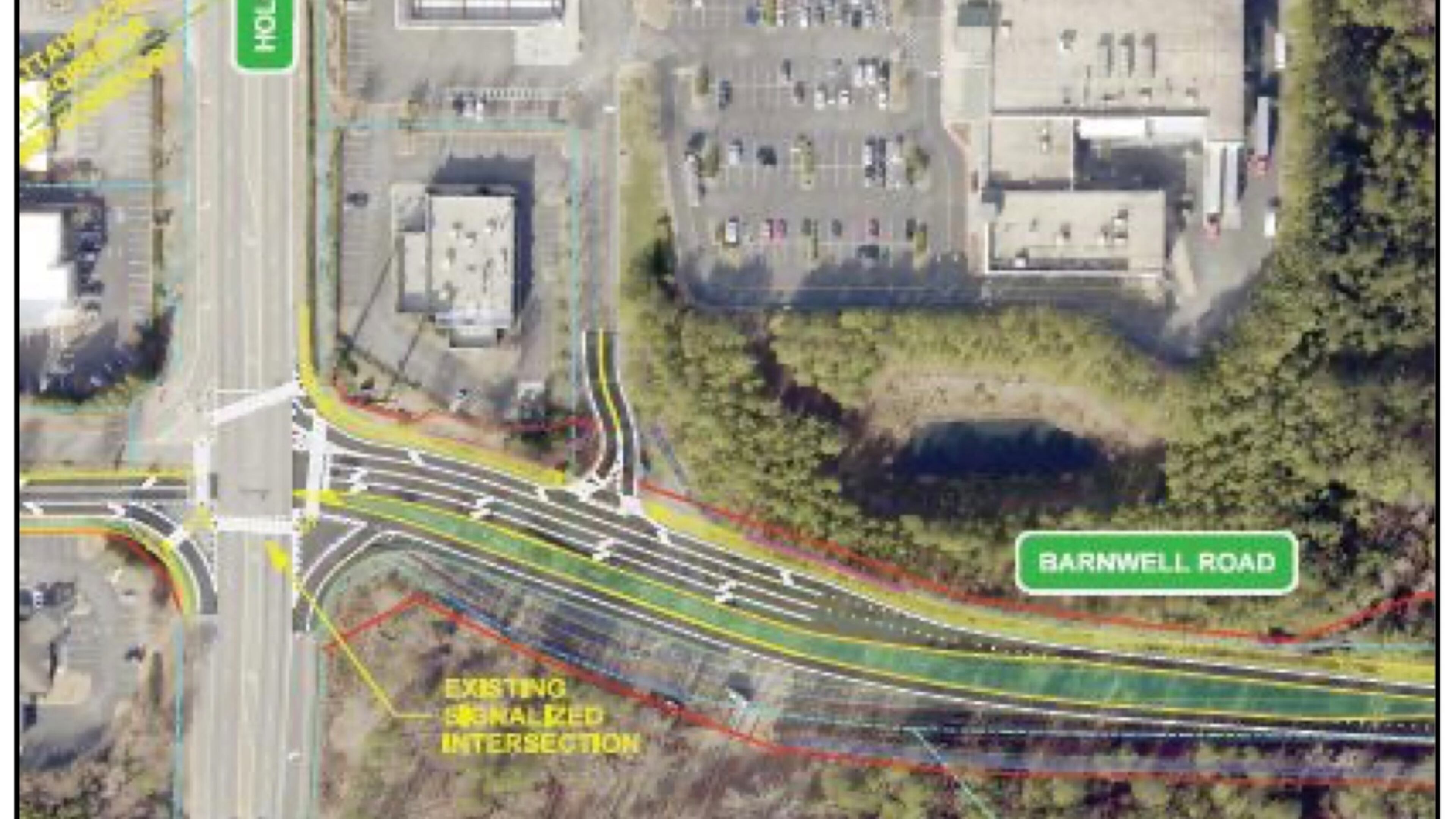 Johns Creek will be separating the combined lanes on Barnwell Road to provide dual left turn lanes, a through lane, and a right turn lane which will reduce the traffic backup on Barnwell Road as it approaches Holcomb Bridge Road. (Courtesy City of Johns Creek)