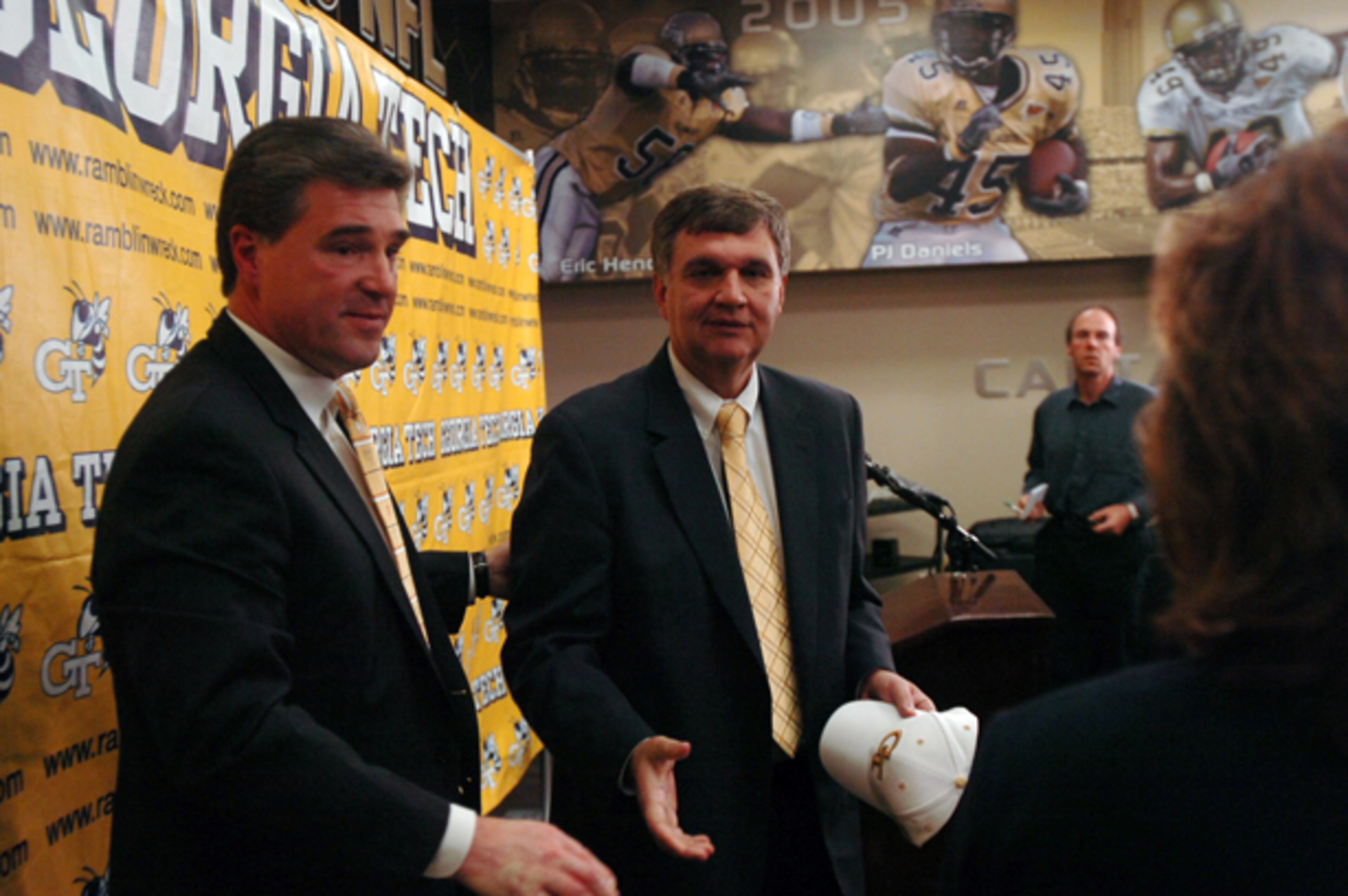 Ten days after the dismissal of head football coach Chan Gailey, Dan Radakovich hired his replacement Paul Johnson (right). The Yellow Jackets have been in a bowl in the last five seasons and won the ACC title in 2009.