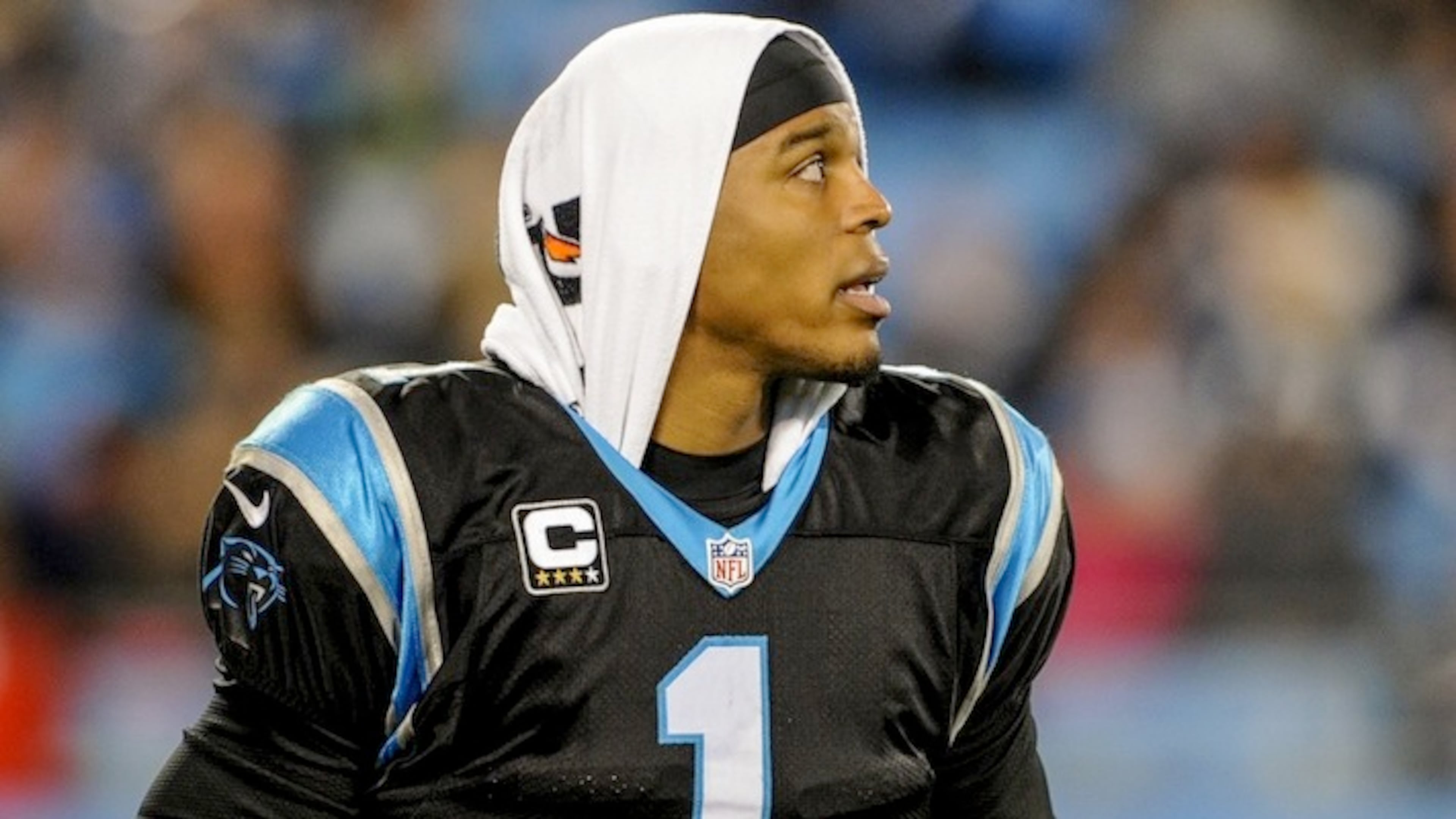 Carolina Panthers quarterback Cam Newton (1) is shown during a NFL football game against the Tampa Bay Buccaneers in Charlotte, N.C. Sunday, Jan. 3, 2016. (AP Photo/Mike McCarn)