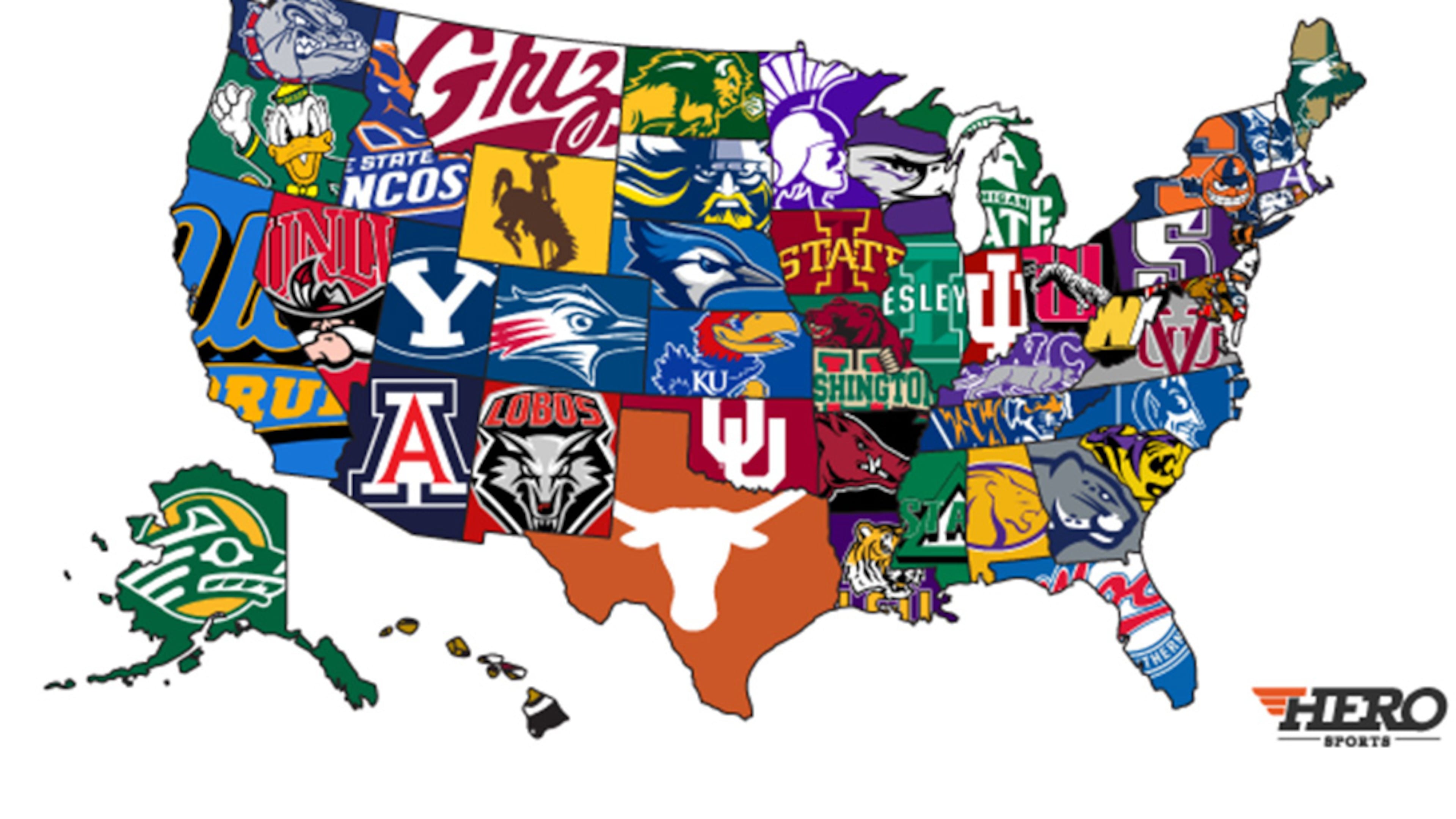 Best college basketball teams for each state as calculated by HERO Sports.