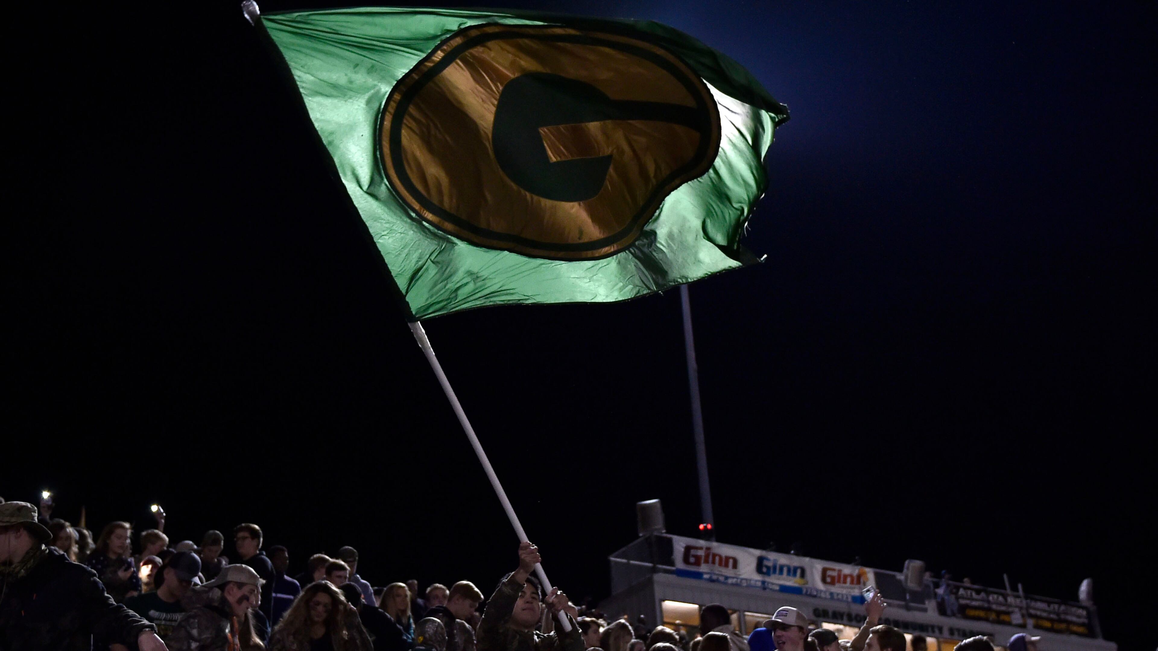 Grayson students and fans celebrate after during a state semifinal game between Grayson and Mill Creek in this AJC file photo.