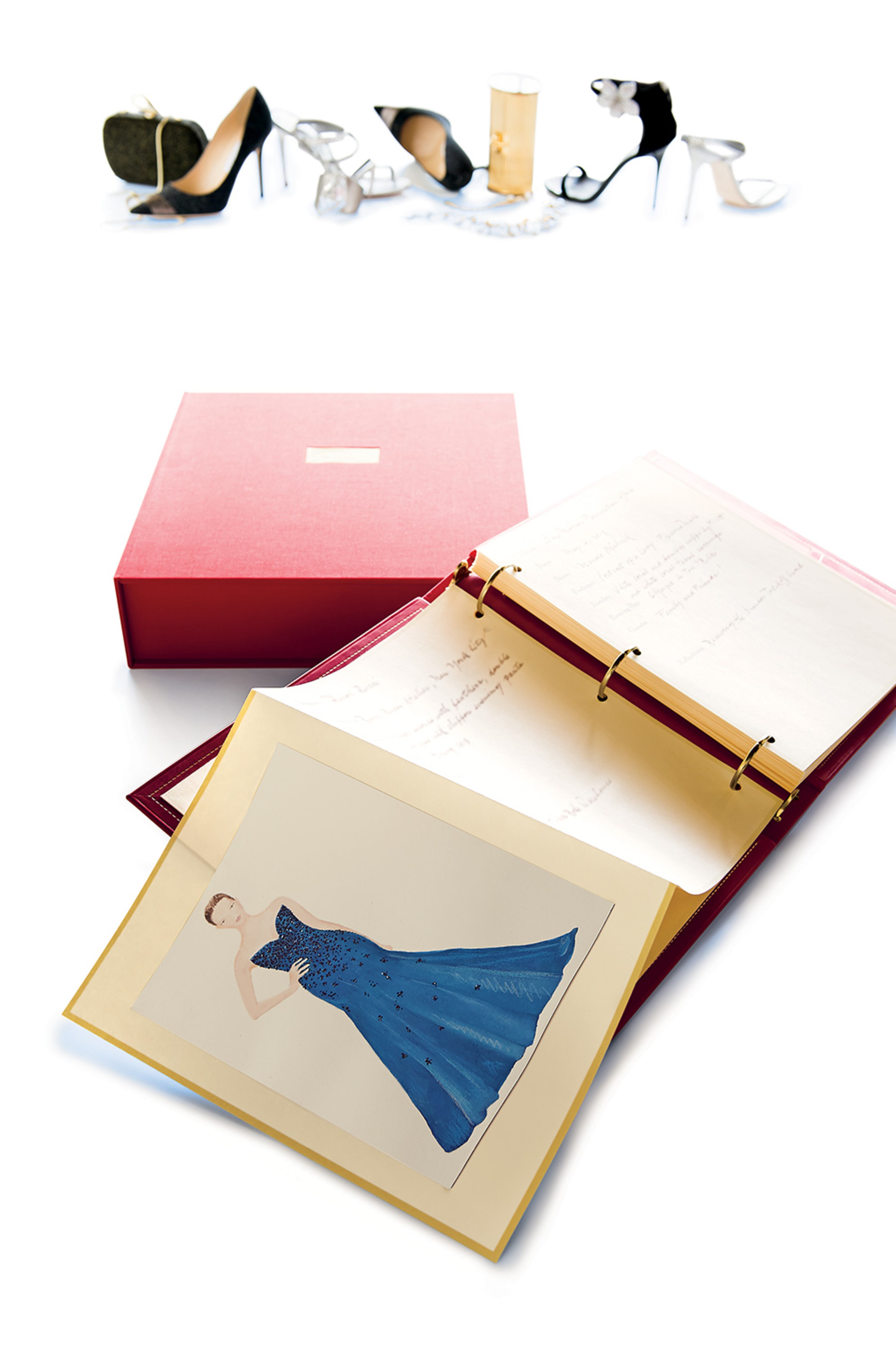 With this one-of-a-kind Couture Diary, artist Abigail Vogel will hand-paint 20 of the recipient’s treasured ensembles. Each work of art includes 60 custom-made, hand-bordered diary sheets from The Printery for the recipient to record the story behind the style (designer, occasion, guests and more). Renowned craftsman Paul Vogel will bind the book in your choice of red or black Scandinavian calfskin and personalize it in hand-tooled 24-karat gold.