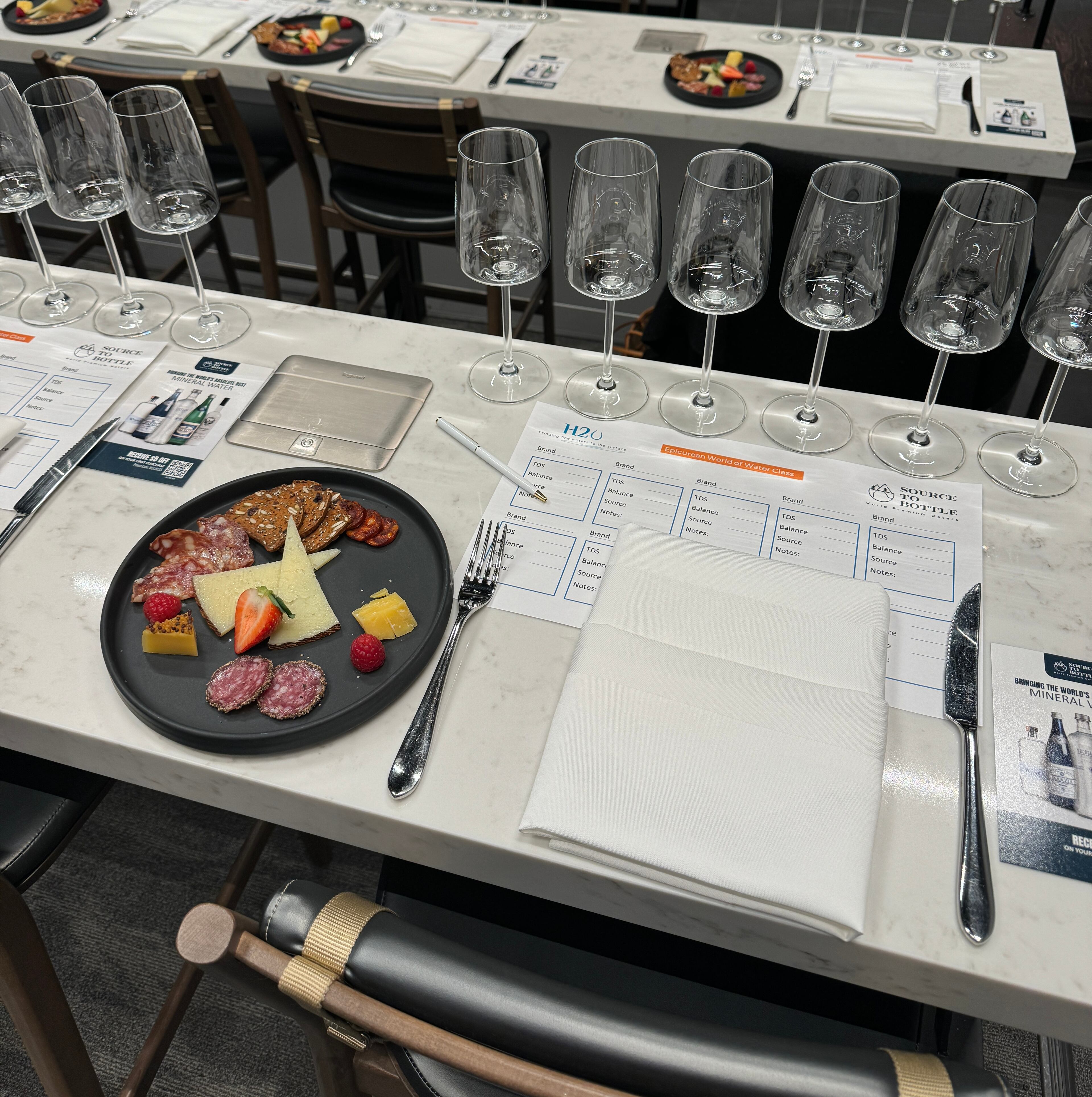 Sample water from around the world at this Epicurean Theatre event. Courtesy of Epicurean Theatre