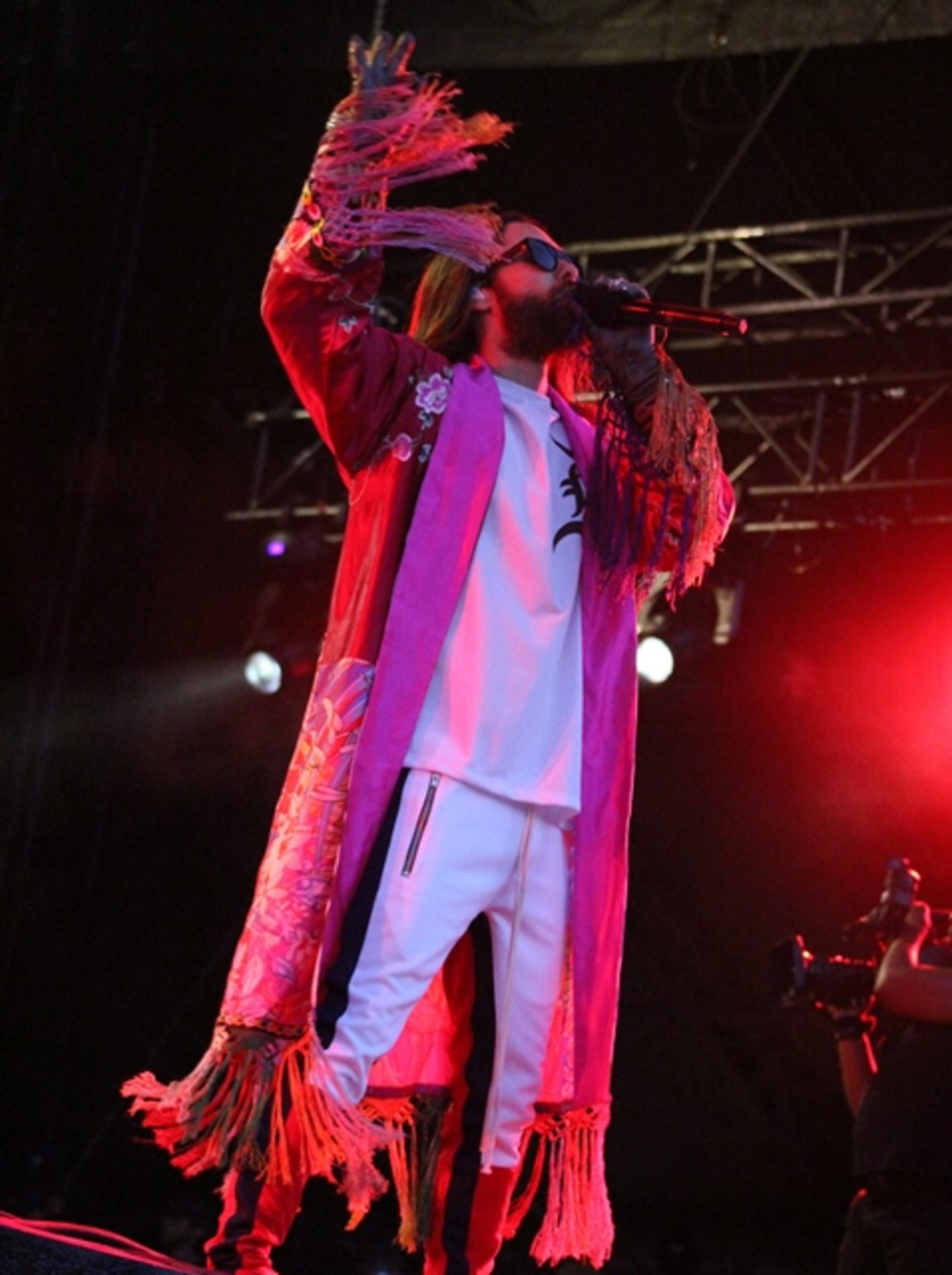 Thirty Seconds to Mars frontman Jared Leto was a blur of energy during the band's Music Midtown set. Photo: Melissa Ruggieri/AJC