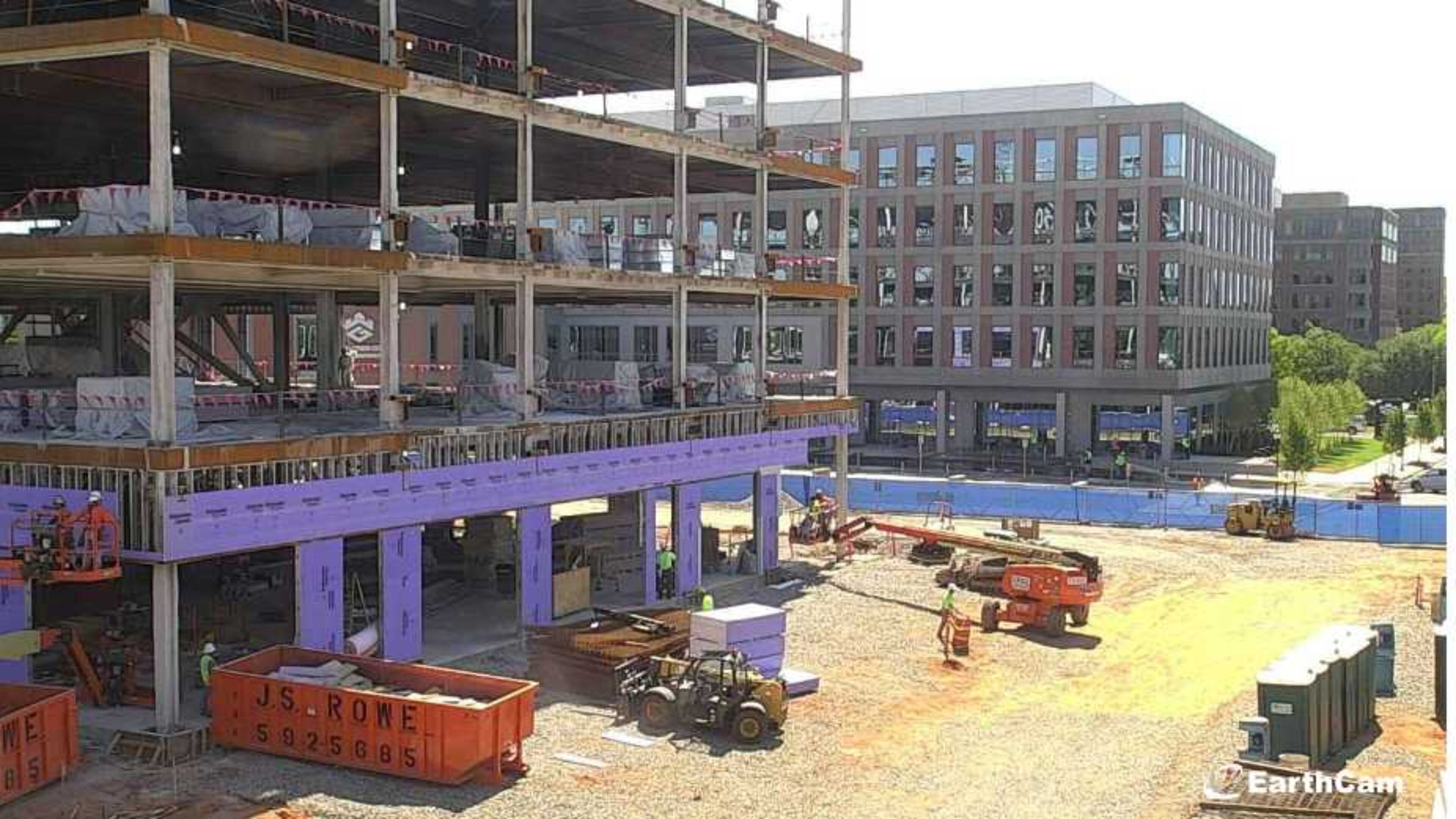 Crews continue work on July 9, 2018 of the Georgia Cyber Center on Augusta University's Riverfront Campus. State leaders have scheduled a grand opening of the building in the background Tuesday. PHOTO CREDIT: GEORGIA CYBER CENTER