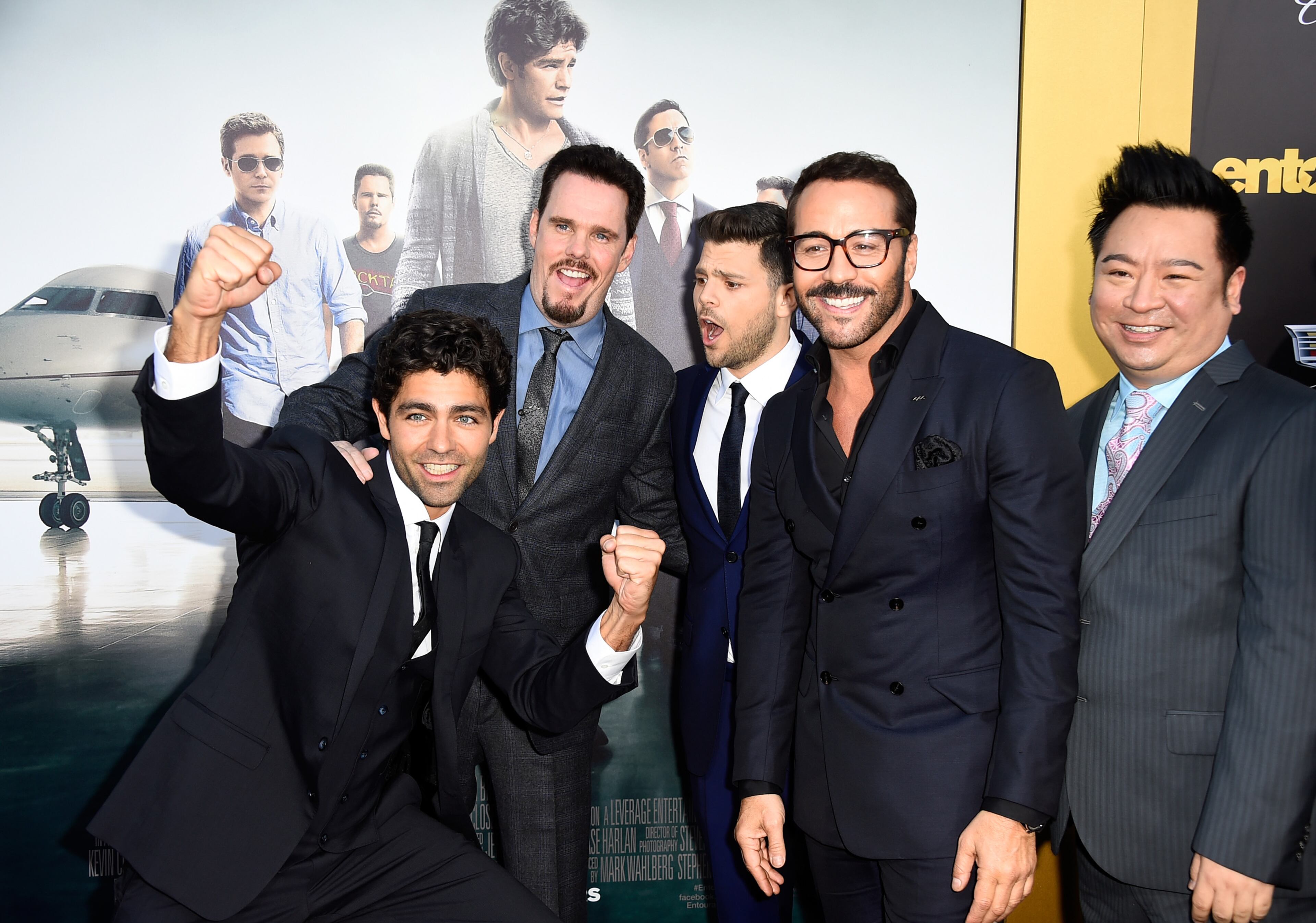 WESTWOOD, CA - JUNE 01: (L-R) Actors Adrian Grenier, Kevin Dillon, Jerry Ferrara, Jeremy Piven and Rex Lee attend the premiere of Warner Bros. Pictures' "Entourage" at Regency Village Theatre on June 1, 2015 in Westwood, California. (Photo by Frazer Harrison/Getty Images)