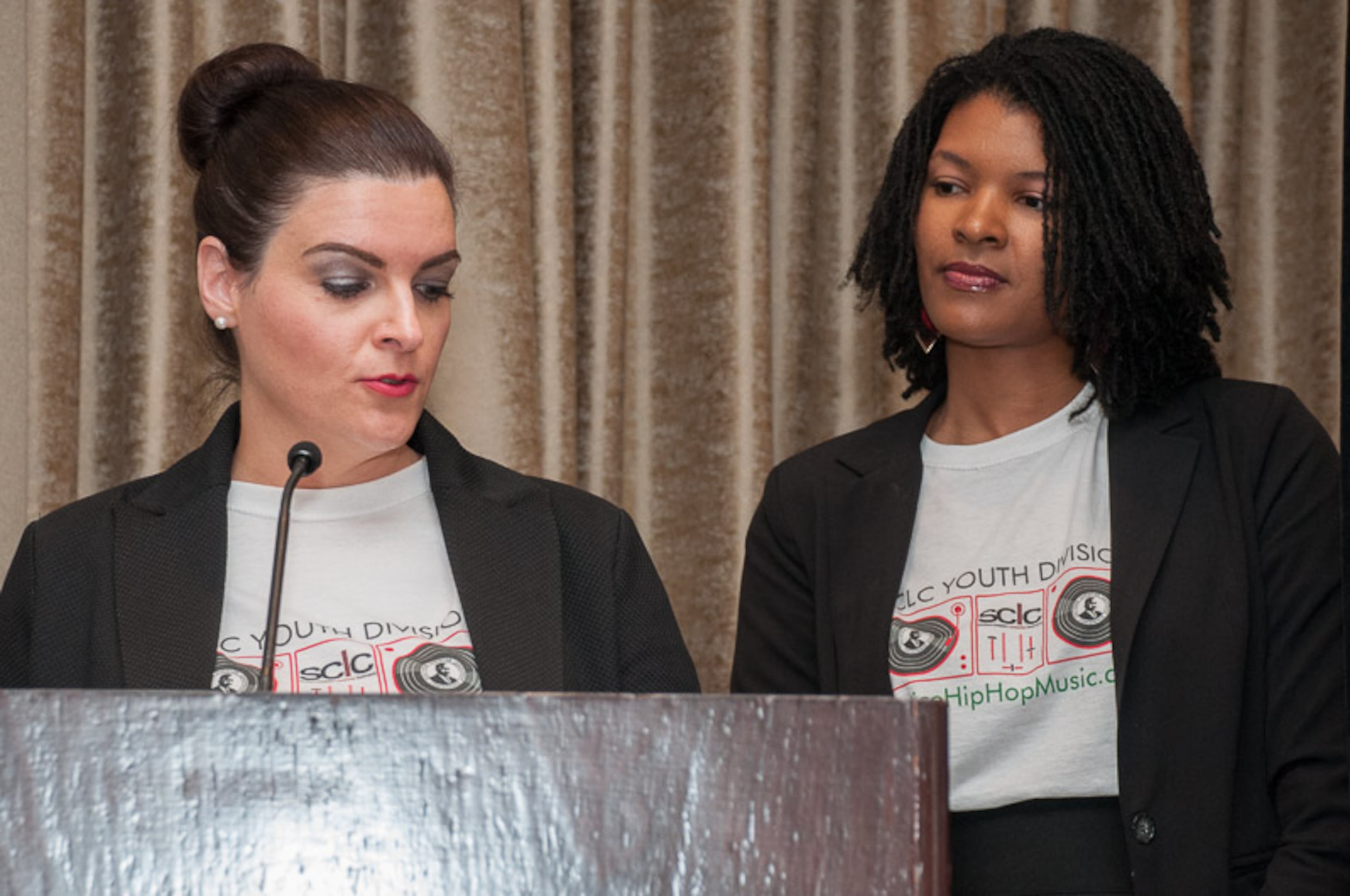 Sarah Reynolds, an artist management and development consultant; and Michelle Simpson, an entertainment and business lawyer. CREDIT: Faith Swift, photographer/Photography by Faith