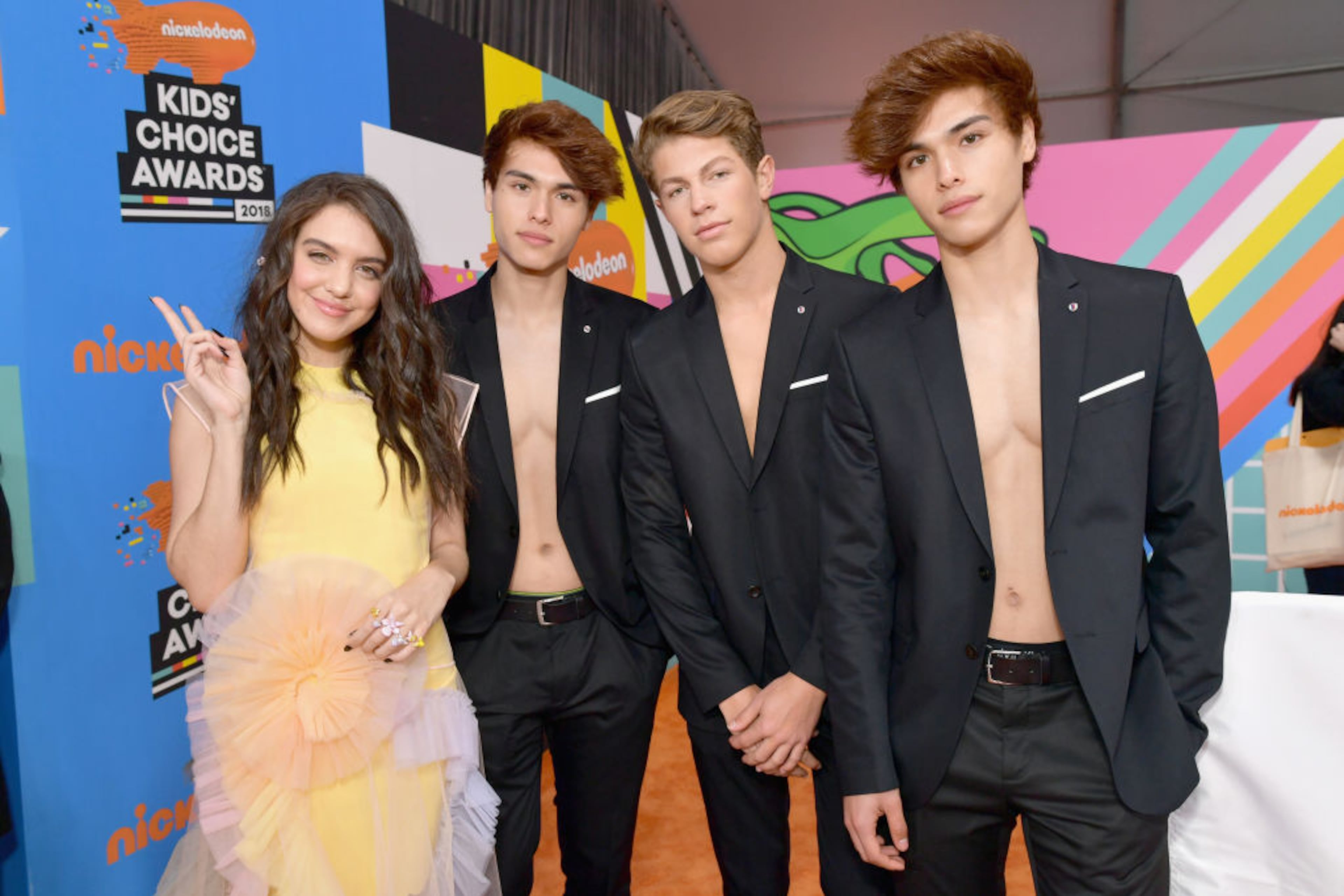 INGLEWOOD, CA - MARCH 24: (L-R) Lilimar Hernandez, Alex Stokes, Ben Azelart, and Alan Stokes attend Nickelodeon's 2018 Kids' Choice Awards at The Forum on March 24, 2018 in Inglewood, California. (Photo by Emma McIntyre/Getty Images)