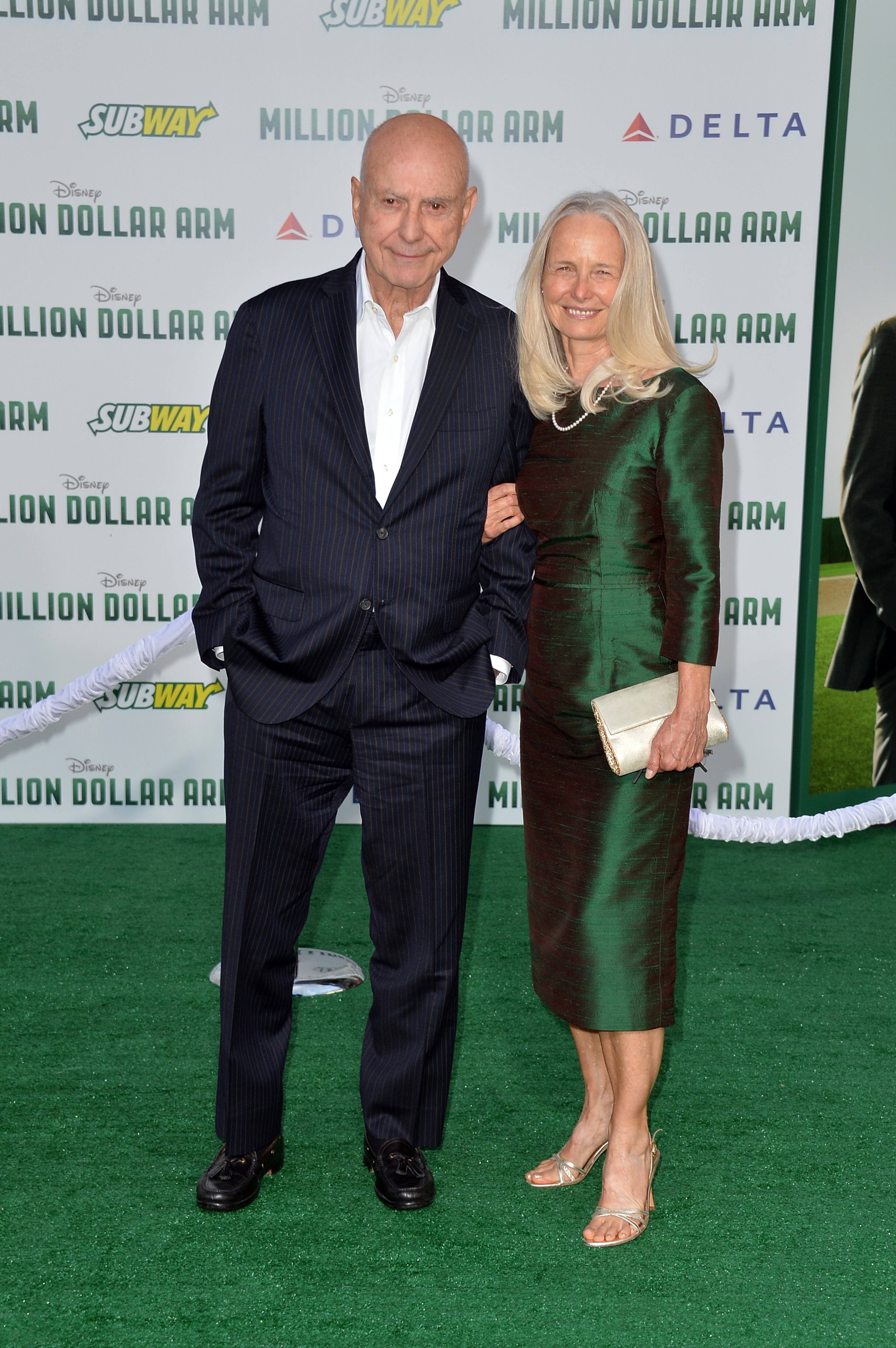 HOLLYWOOD, CA - MAY 06: Actor Alan Arkin and Suzanne Newlander attend the premiere of Disney's "Million Dollar Arm" at the El Capitan Theatre on May 6, 2014 in Hollywood, California. (Photo by Frazer Harrison/Getty Images)
