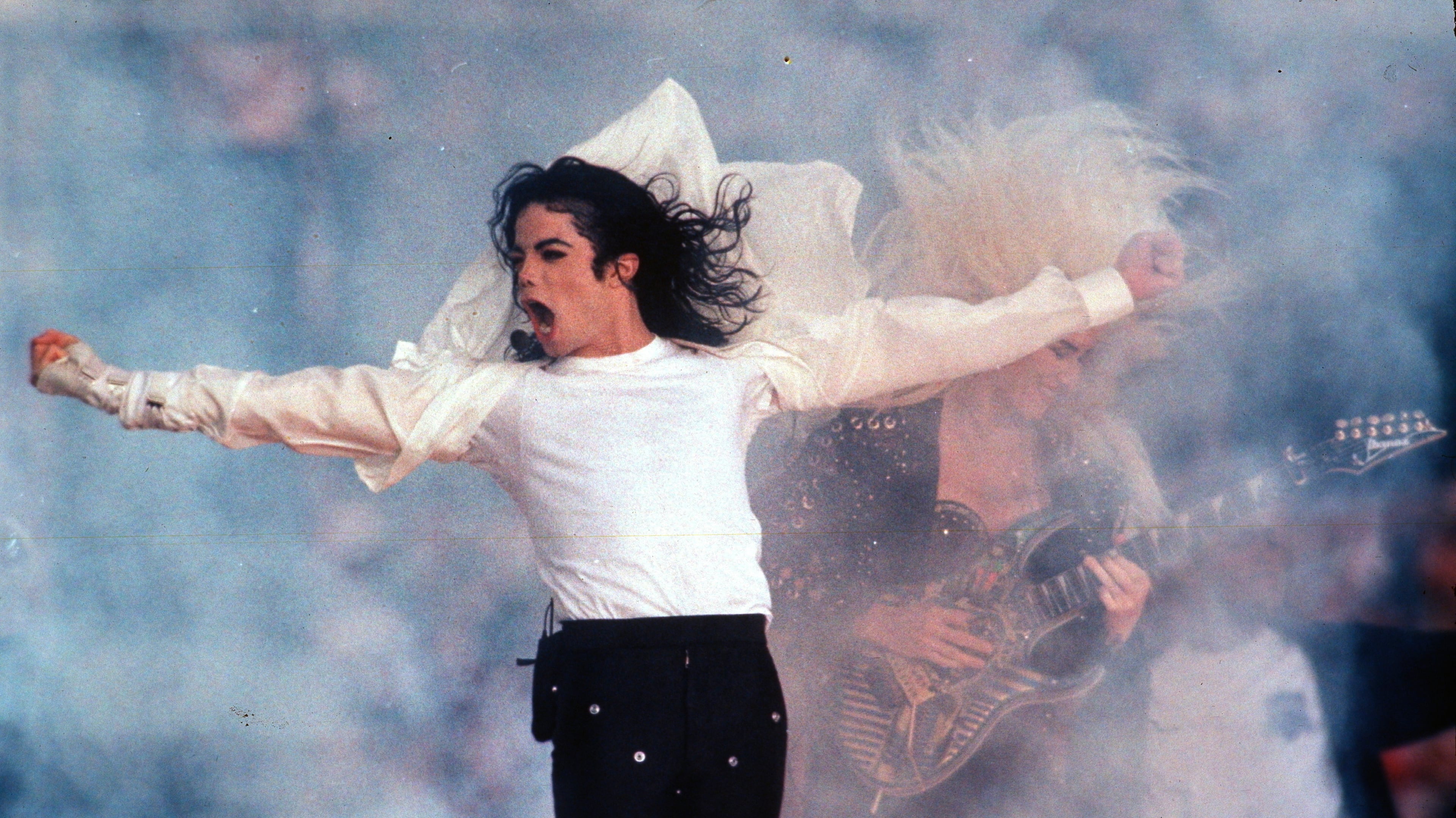 FILE - Michael Jackson performs during the halftime show at the Super Bowl in Pasadena, Calif., on Feb. 1, 1993. (AP Photo/Rusty Kennedy, File)