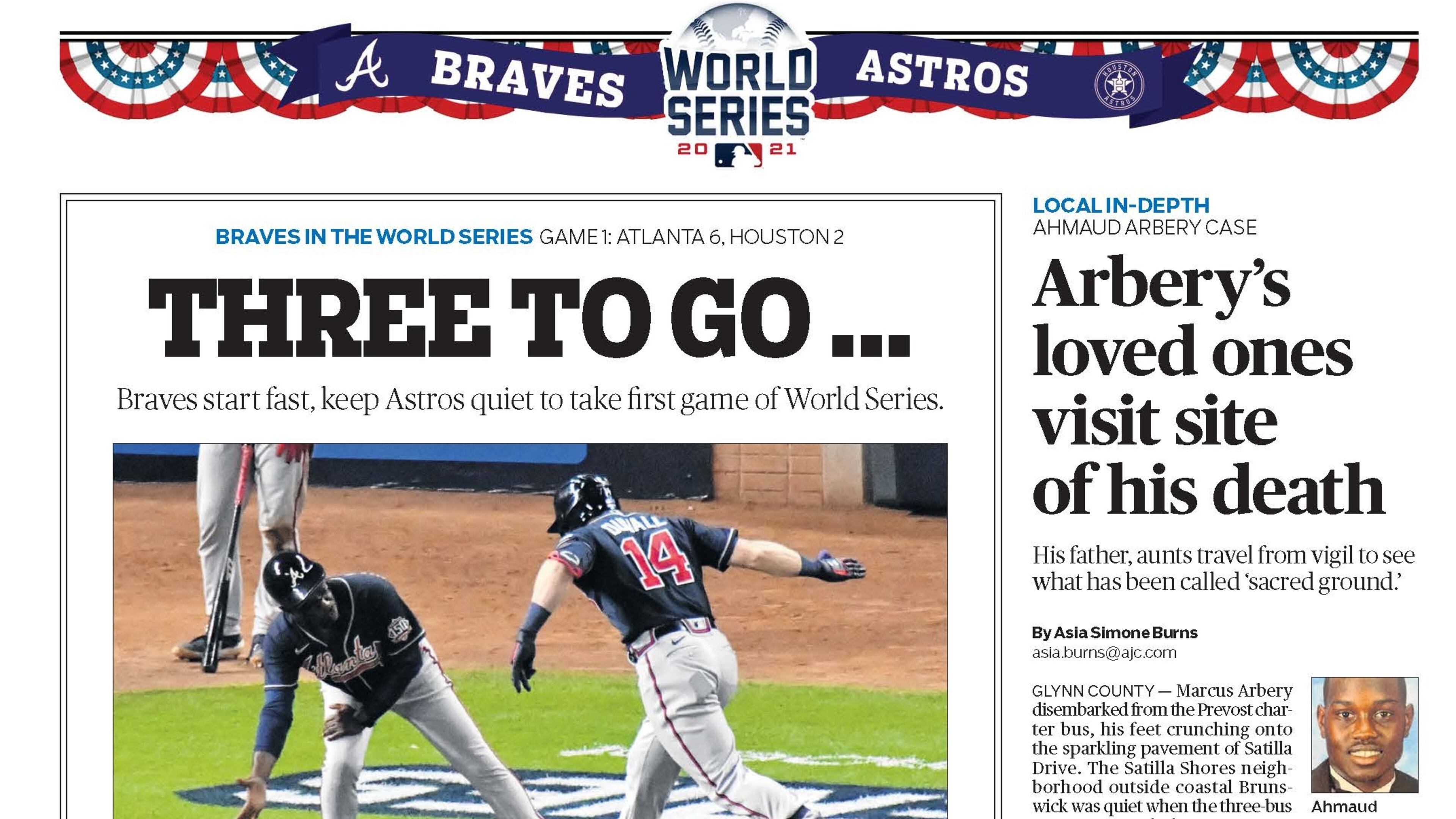 ‘Houston Rocket!’ – Atlanta Braves World Series section in Wednesday Atlanta Journal-Constitution ePaper - Oct. 27 2021