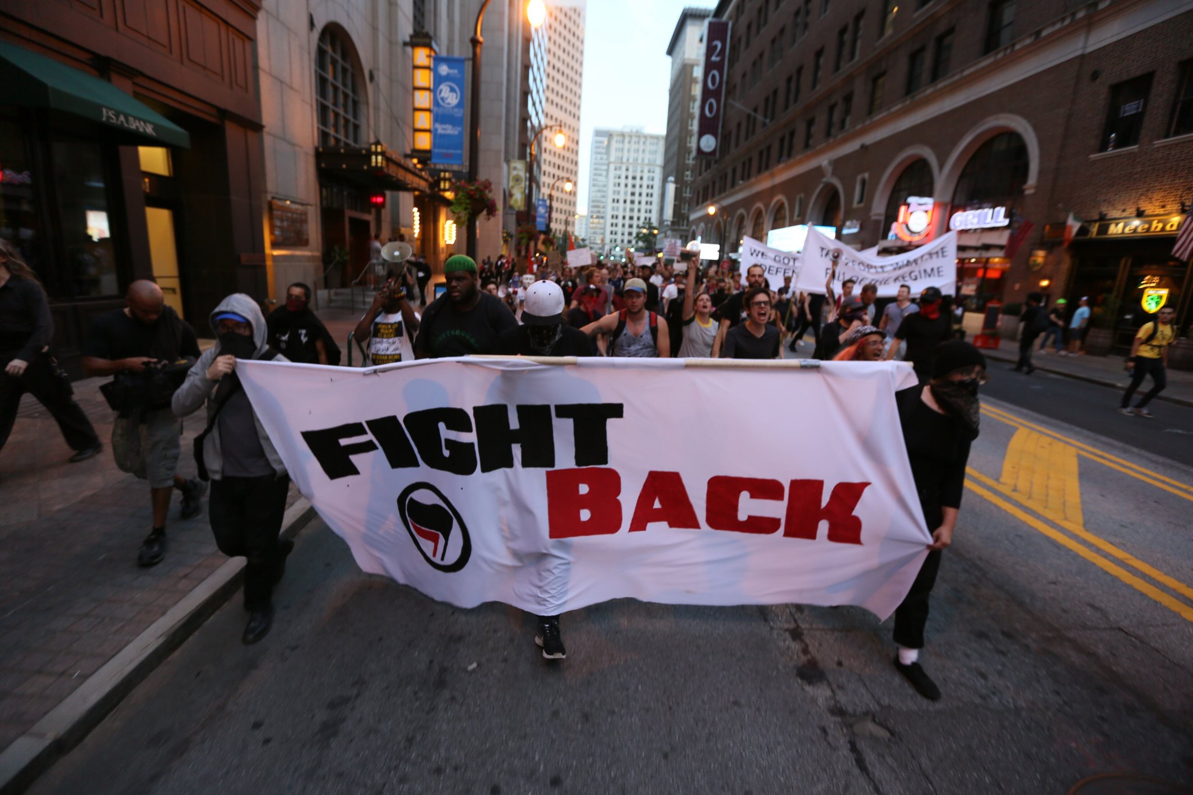 Anti-fascist activists are a regular feature among the protest movement that has grown to counter the alt-right. Their more-militant approach, including their willingness to physically confront white nationalist protesters, is the cause of some tension. MIGUEL MARTINEZ / MUNDO HISPANICO