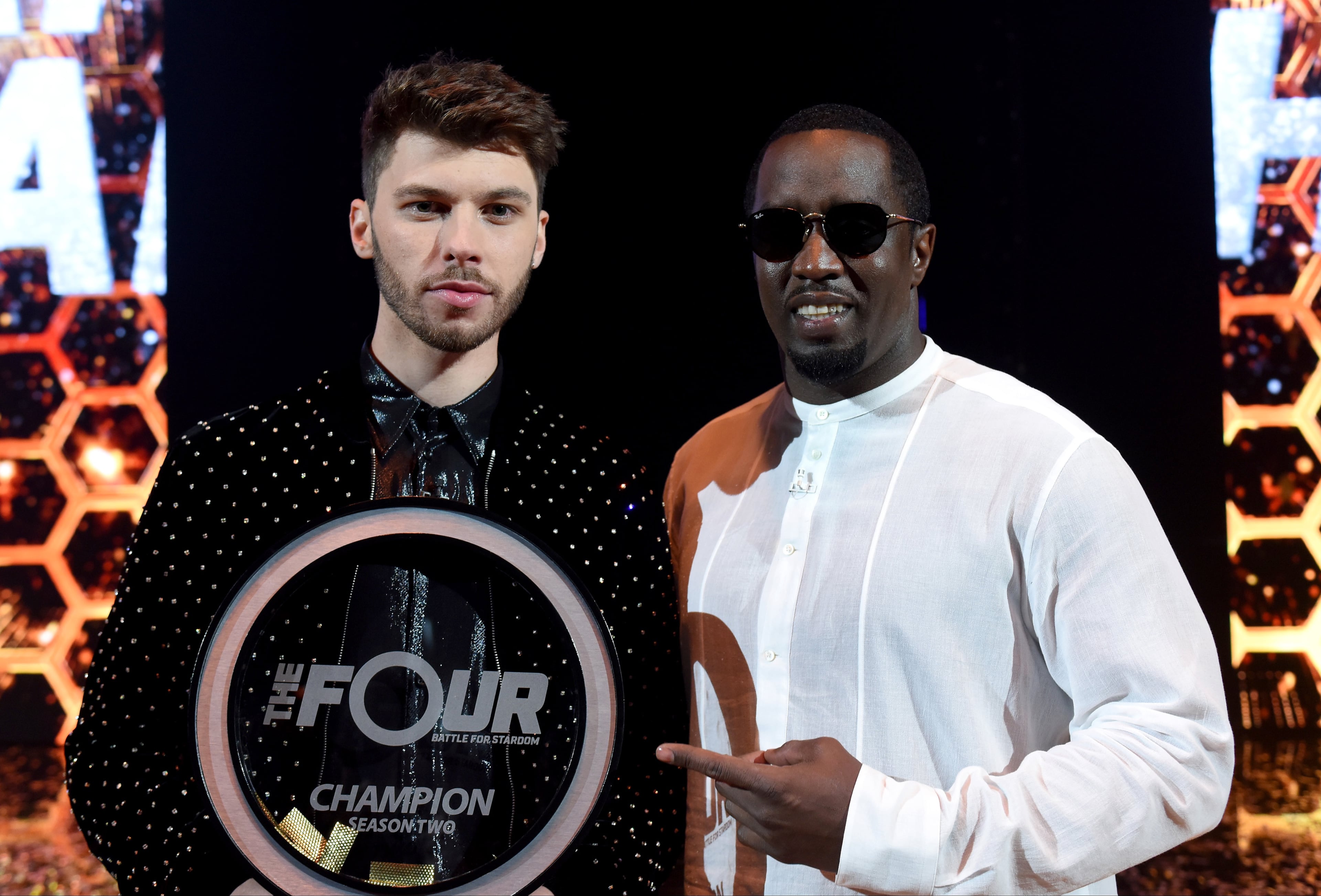 THE FOUR: BATTLE FOR STARDOM: L-R: Season Two winner James Graham and judge Sean "Diddy" Combs in the "The Finale" Season Two finale episode of THE FOUR: BATTLE FOR STARDOM airing Thursday, August 2 (8:00-10:00 PM ET/PT) on FOX. CR: Ray Mickshaw / FOX. © 2018 FOX Broadcasting Co.