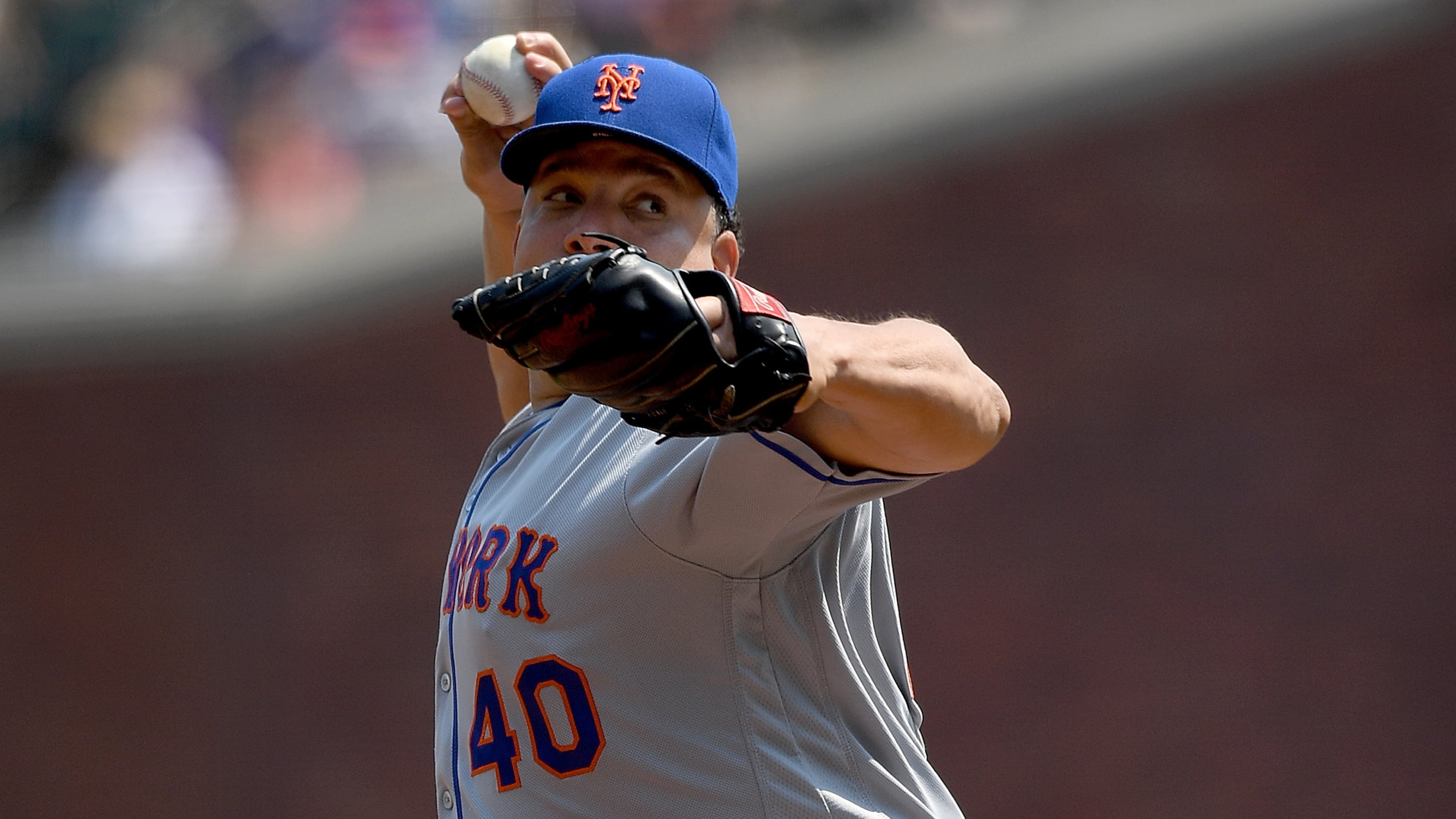 SAN FRANCISCO, CA - AUGUST 20: Bartolo Colon #40 of the New York Mets pitches against the San Francisco Giants in the bottom of the first inning at AT&T Park on August 20, 2016 in San Francisco, California. (Photo by Thearon W. Henderson/Getty Images)