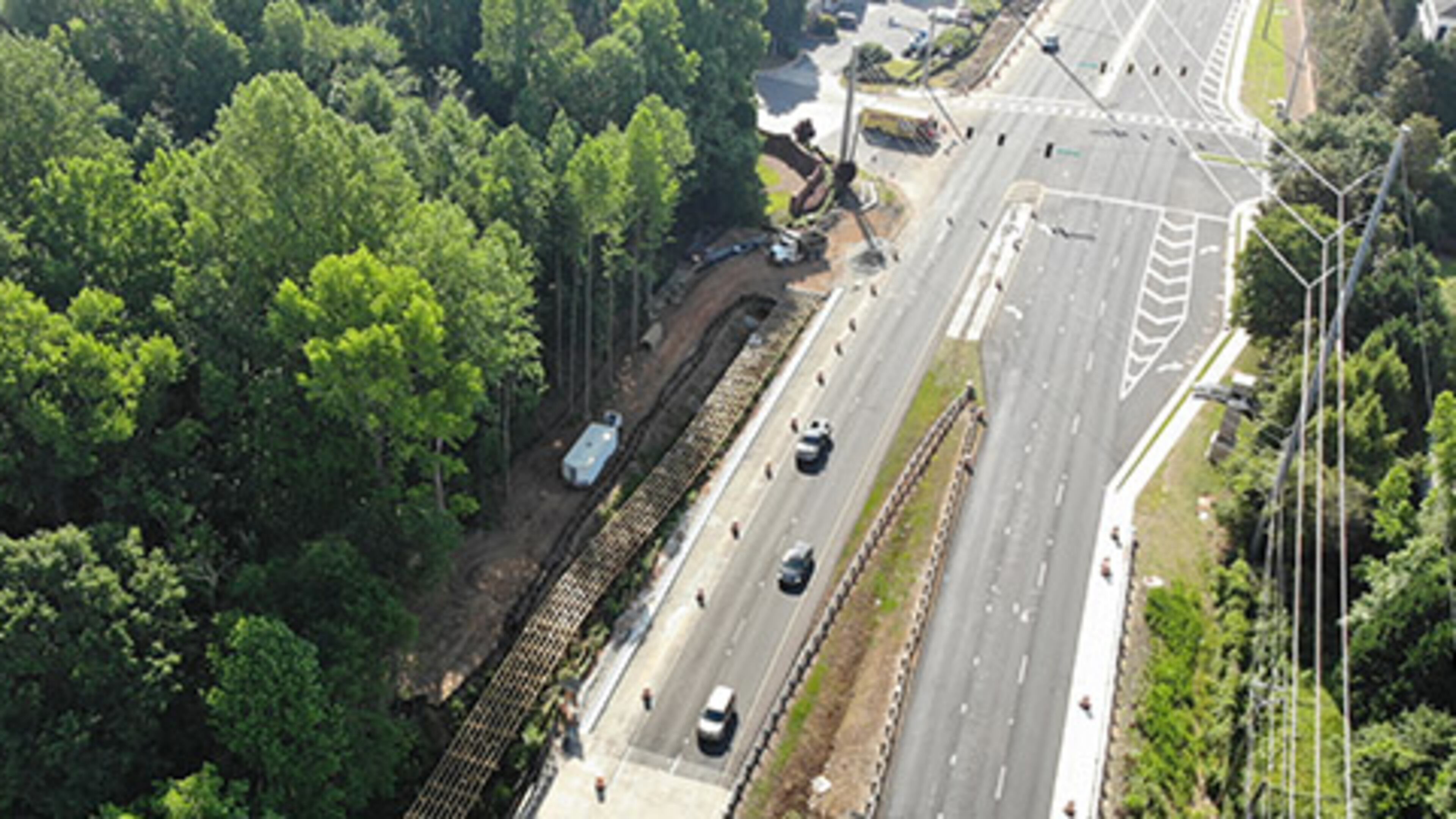 The Gwinnett Department of Transportation have nearly completed major improvements to Pleasant Hill Road through Duluth. (Courtesy Gwinnett County via Dji)