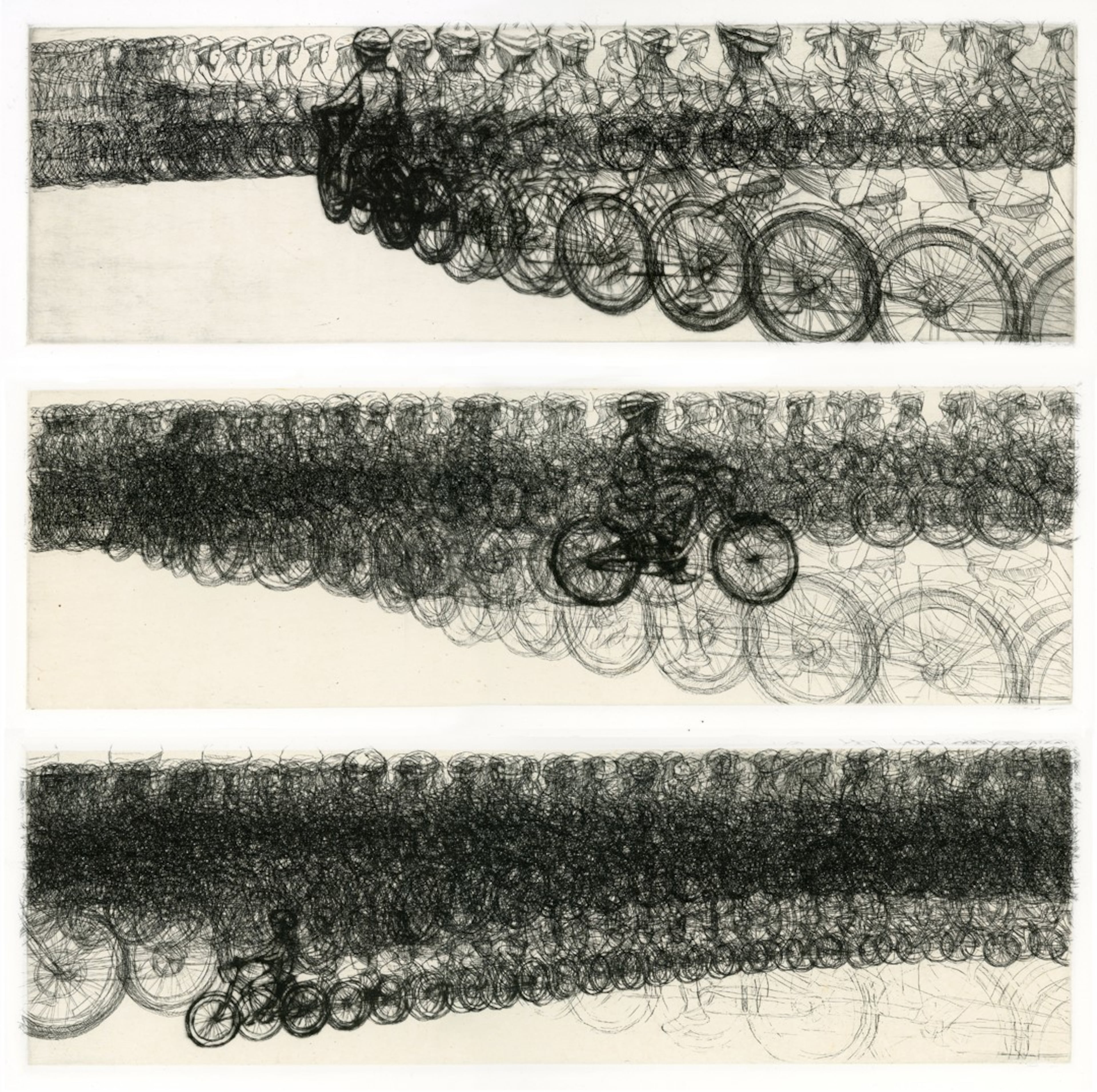 "Hana's Ride" a drypoint print by Kakyoung Lee is for sale as part of the online exhibition "Out Loud" organized by Atlanta artist Jiha Moon and sponsored by Atlanta Contemporary.
Courtesy of Kakyoung Lee