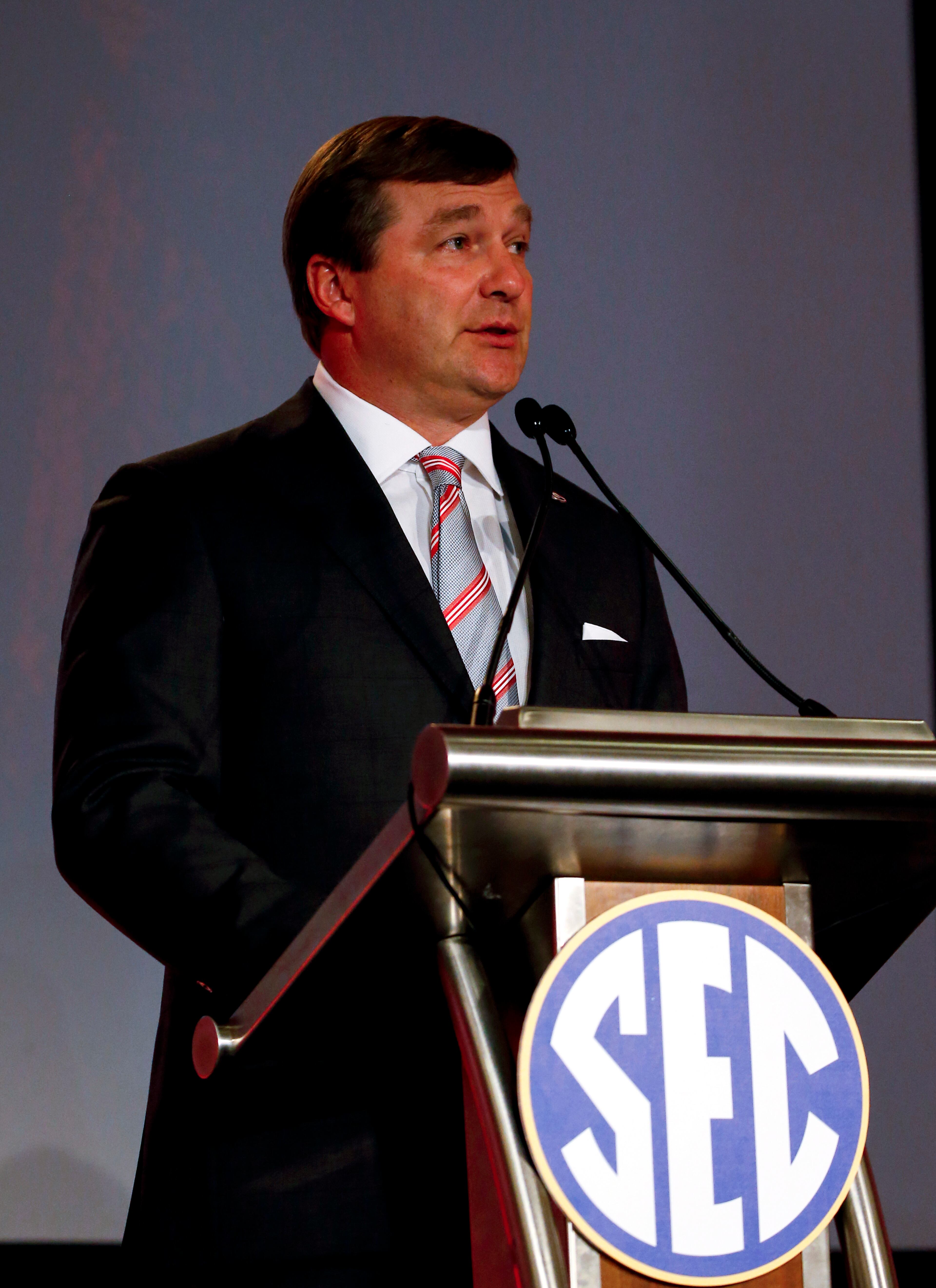 Kirby Smart is making his second appearance at SEC Media Days as UGA head coach. He led the Bulldogs to an 8-5 record in 2016 in his first season as head coach.
