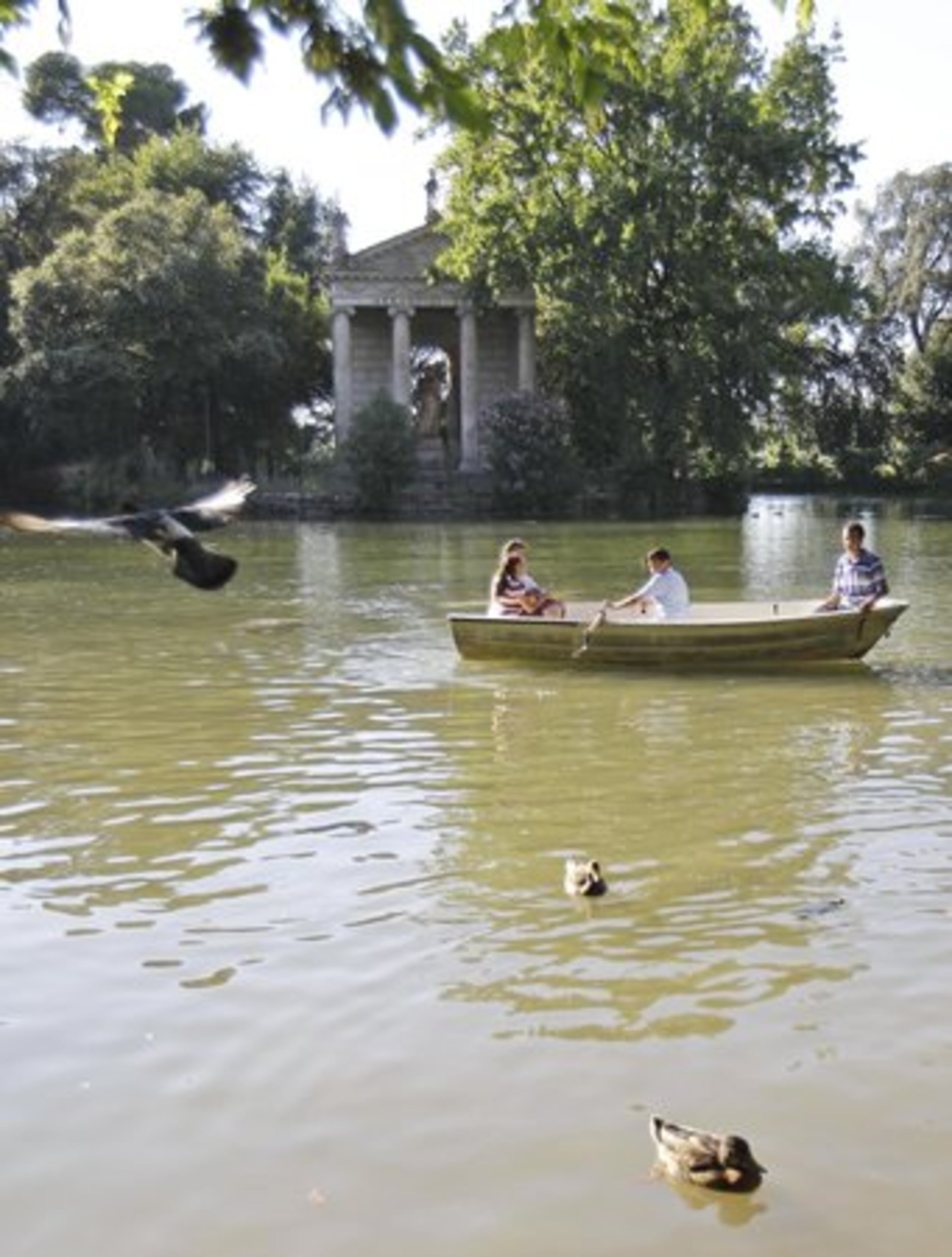 Seen here is a view of the lake at Villa Borghese in Rome. In the book "Eat, Pray, Love," author Elizabeth Gilbert identifies it as one of her favorite fountains in Rome.