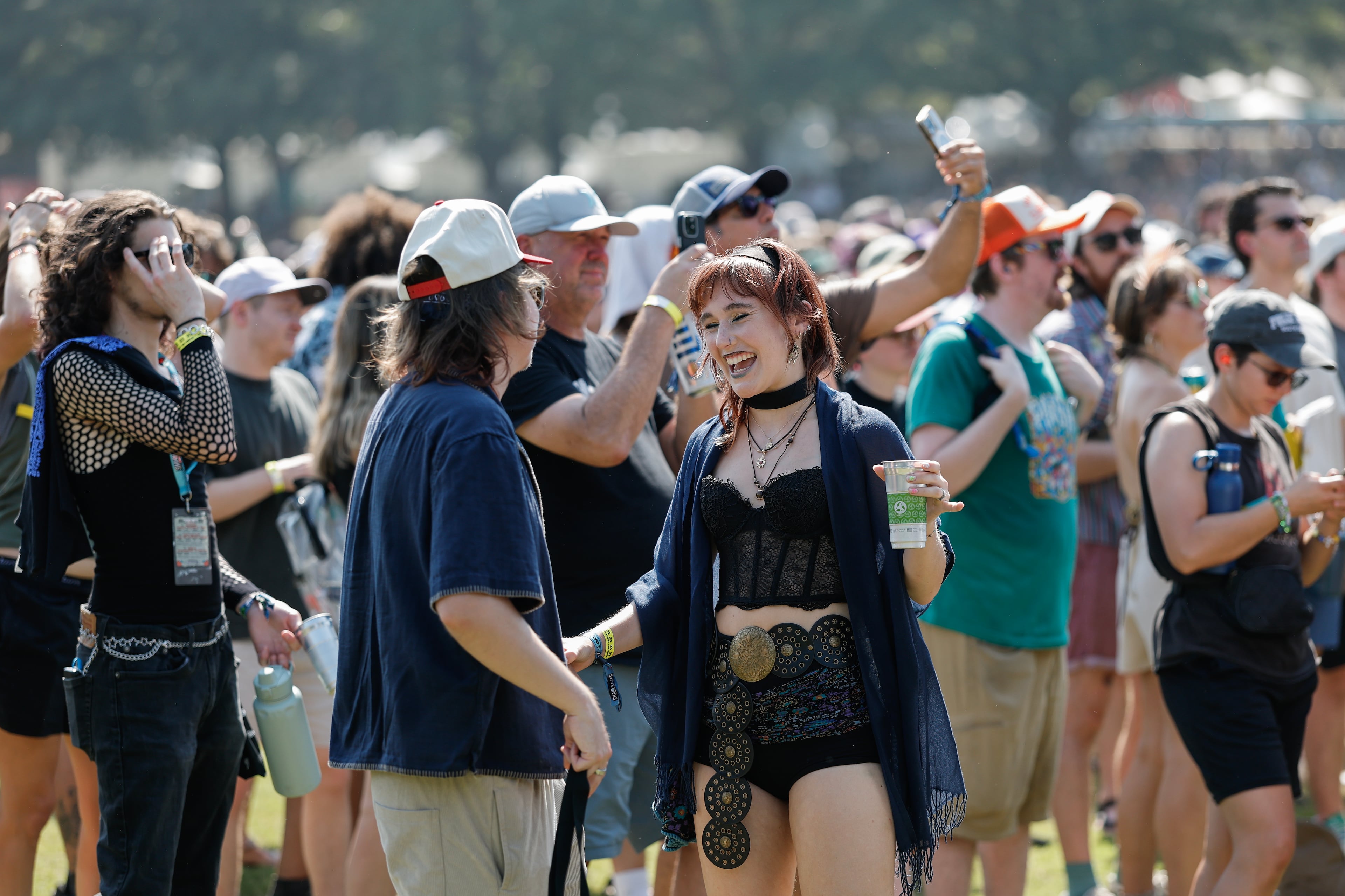 People listen to Sir Chloe perform during the Shaky Knees music festival at Piedmont Park, Saturday, Sept. 19, 2026, in Atlanta. (Erik S. Lesser for the AJC)