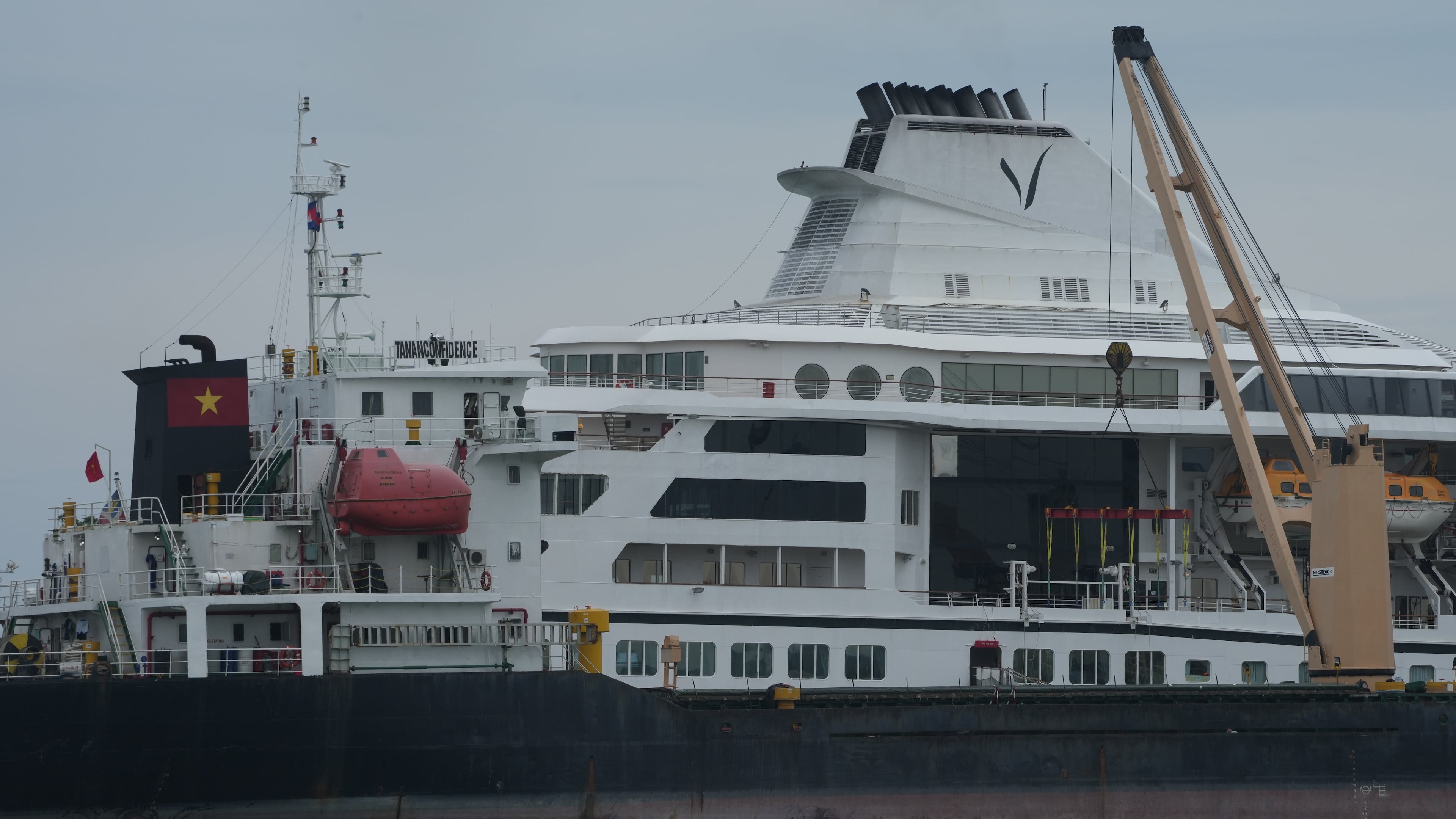 A U.S. cruise ship, the MV Odyssey, docks at the Sihanoukville Autonomous Port in Sihanoukville, Cambodia, Wednesday, Oct. 28, 2026. (AP Photo/Heng Sinith)