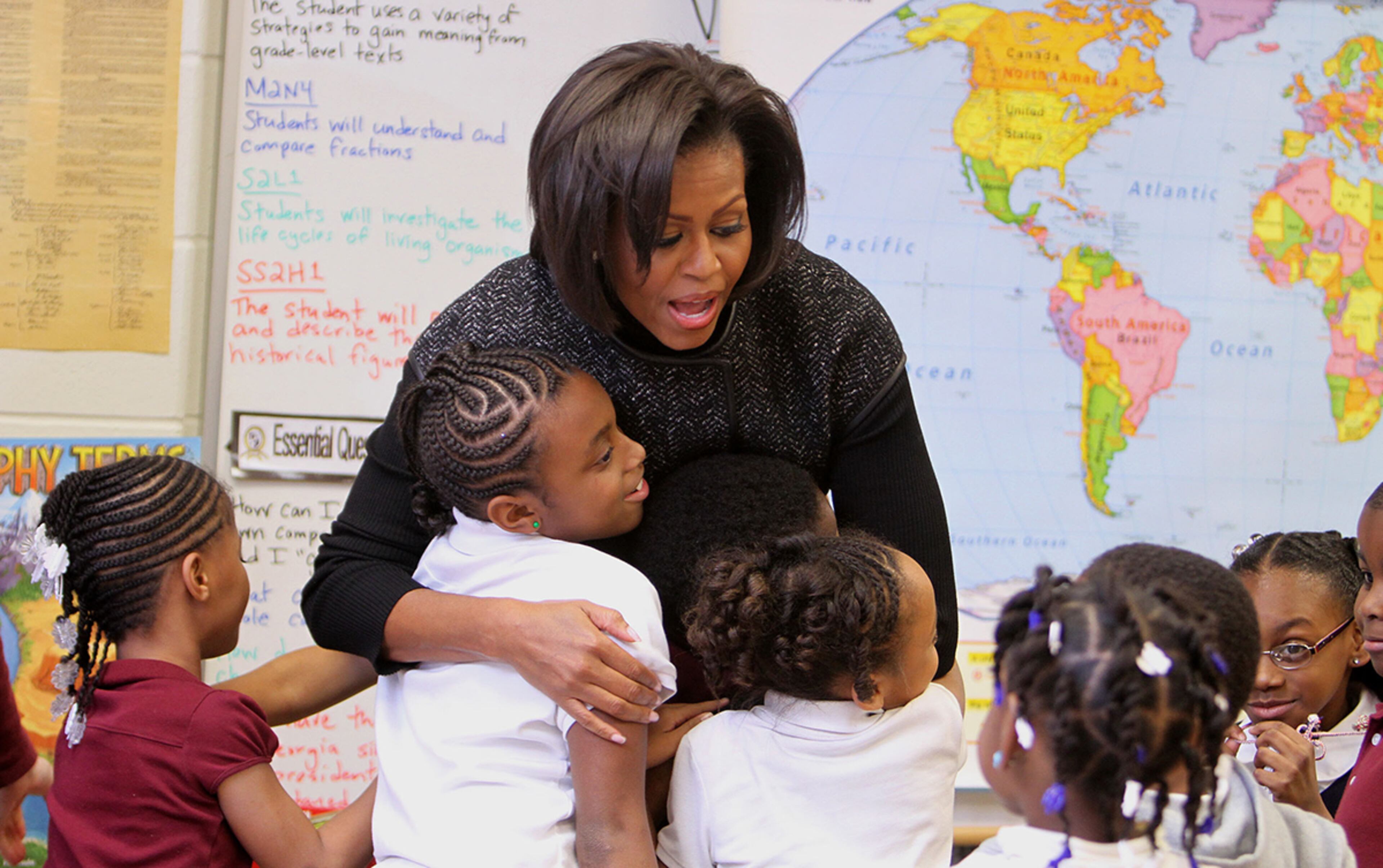 FEB. 9, 2011: First Lady Michelle Obama visited Burgess Peterson Academy as part of her "Let's Move!" national campaign to promote nutrition and physical fitness. (VINO WONG / vwong@ajc.com)