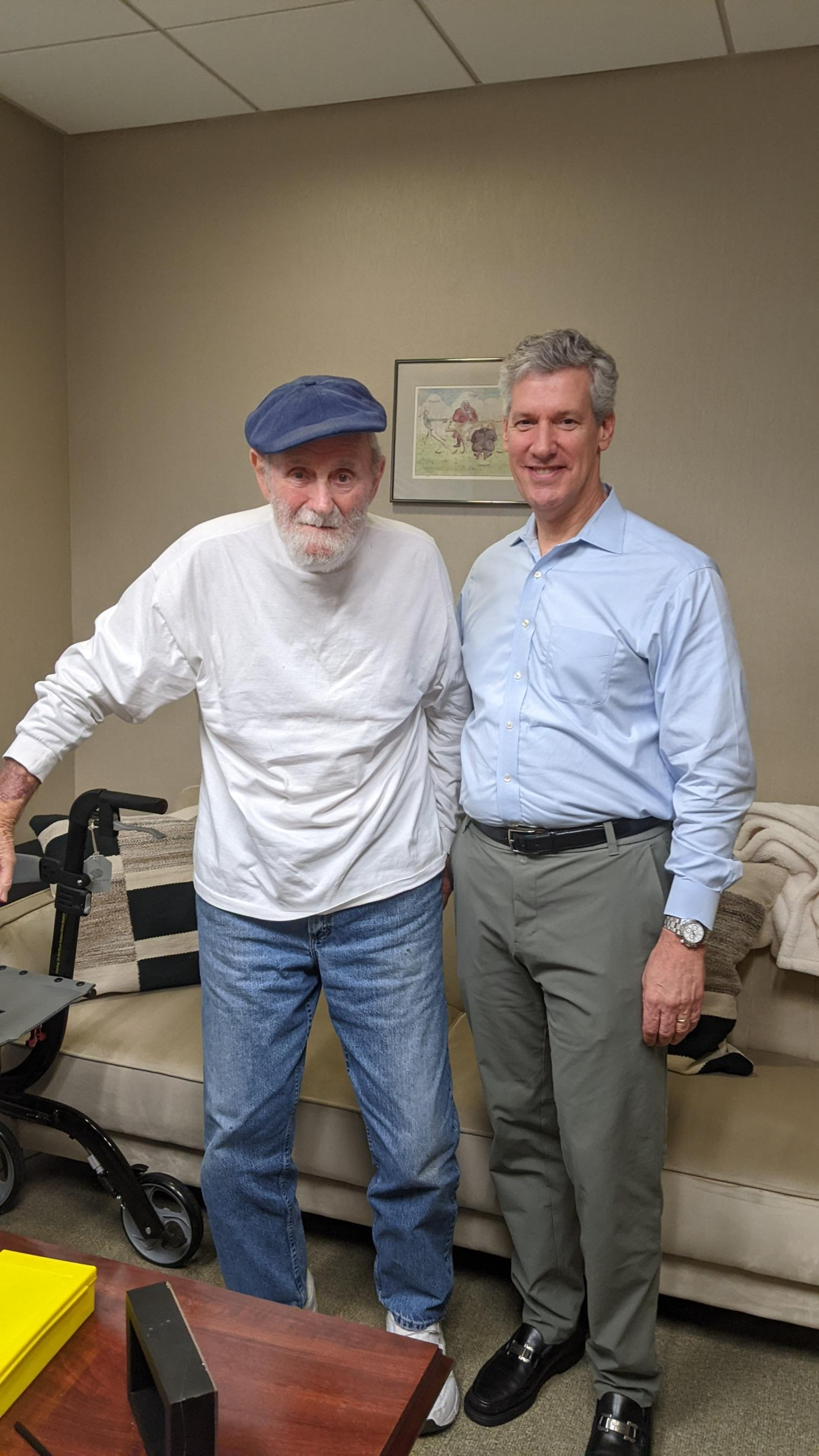Nautralized American citizen Trevor Shattuck (left) and immigration attorney T. Mills Fleming in 2019. Shattuck died in 2023. (Courtesy)