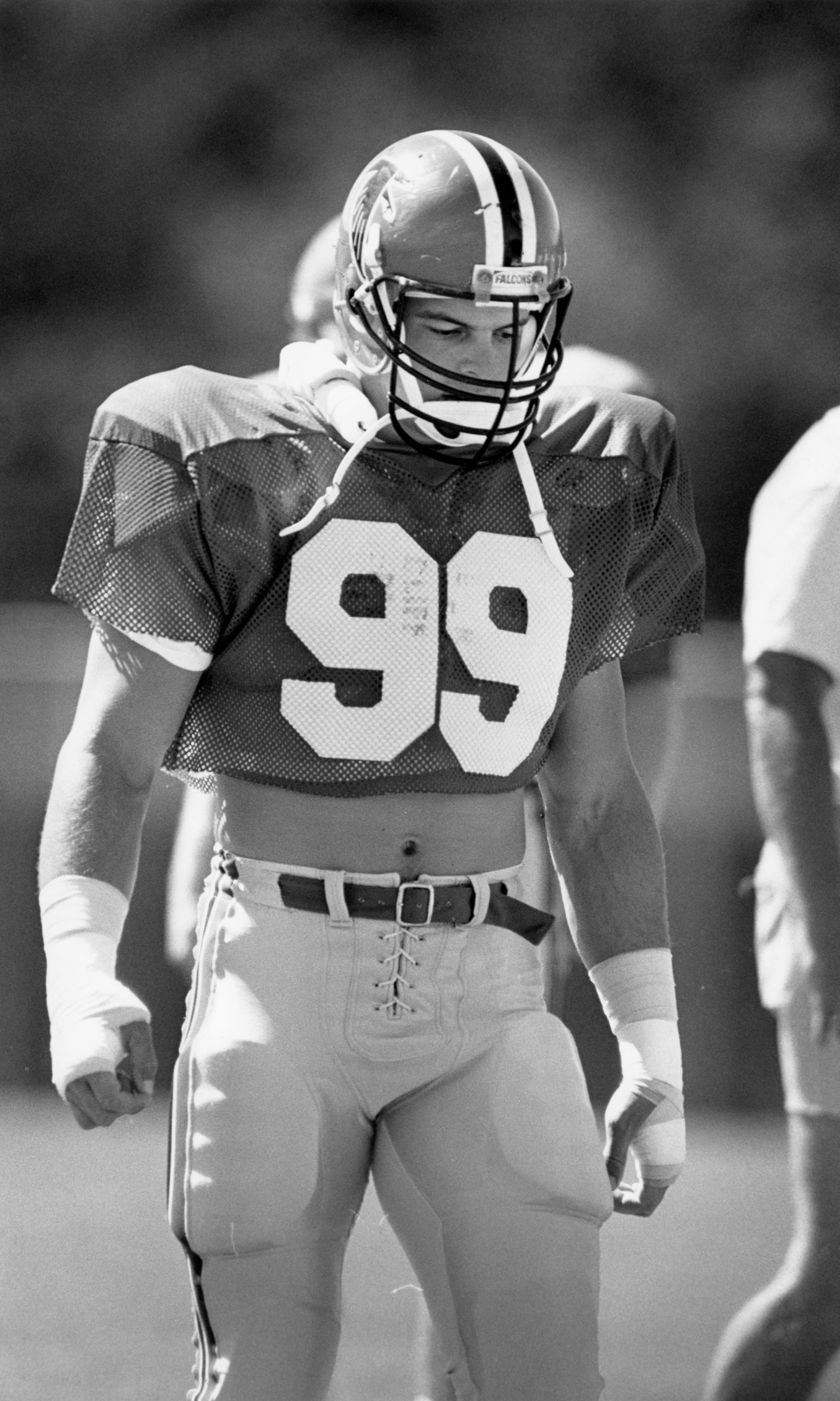 Falcons player Tim Green works hard at practice. (AJC file photo)