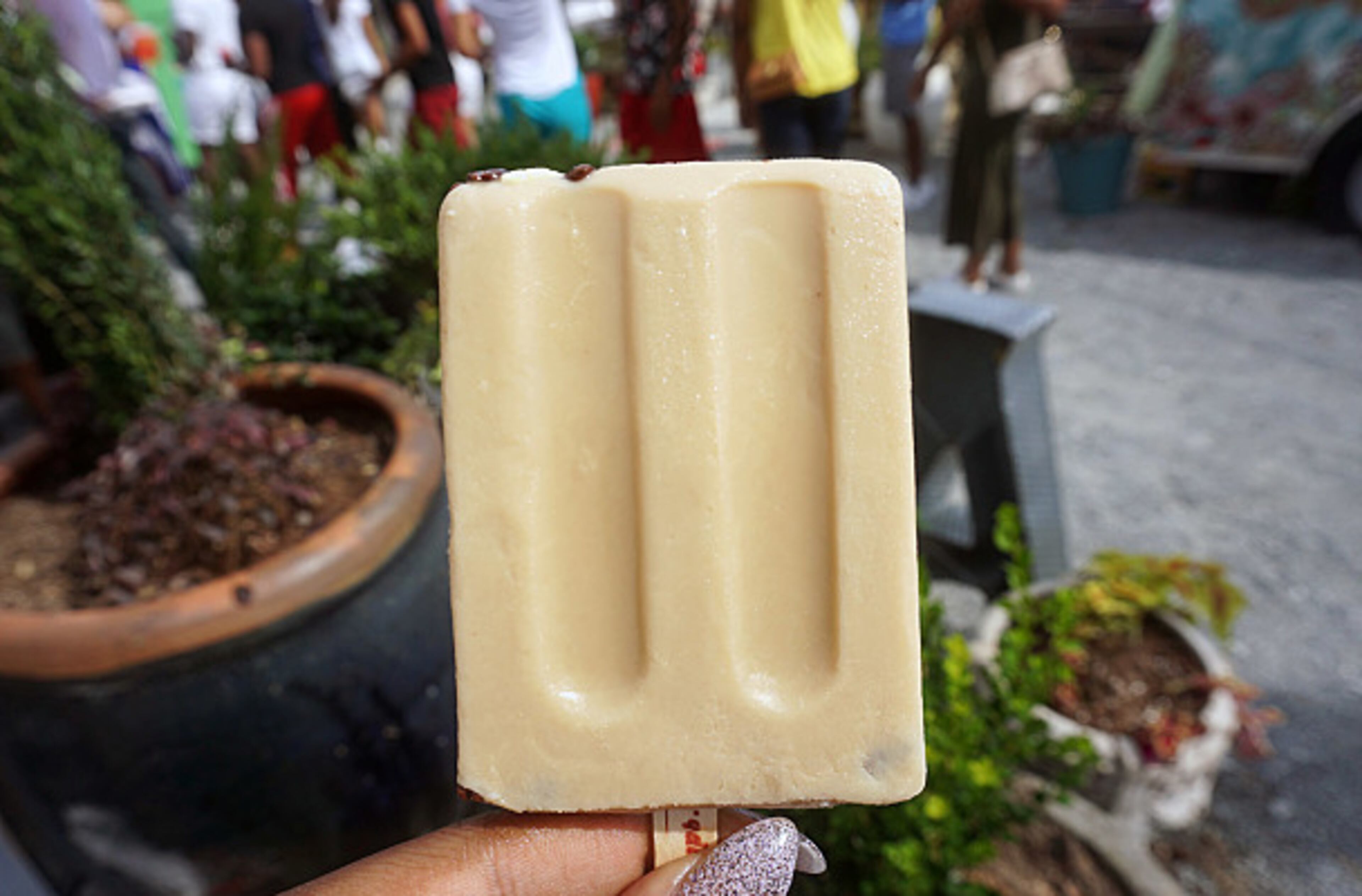 White chocolate pop from Mocha Pops at the first black-owned Atlanta Food Truck Park.
