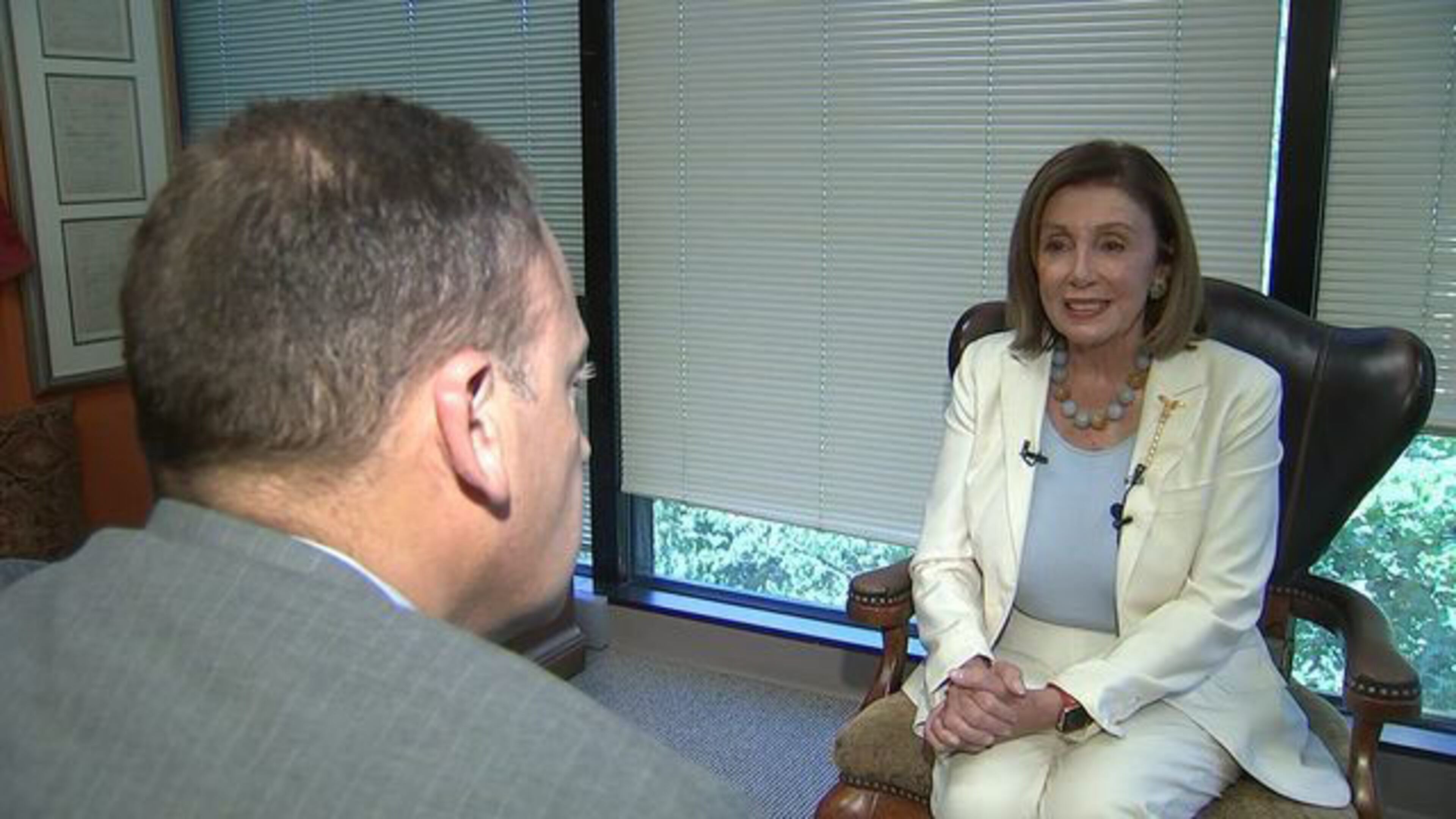 WSB TV's Aaron Diamant sati down with House Speaker Nancy Pelosi while she was in town to meet with the Atlanta Journal Constitution's editorial board on Friday.
