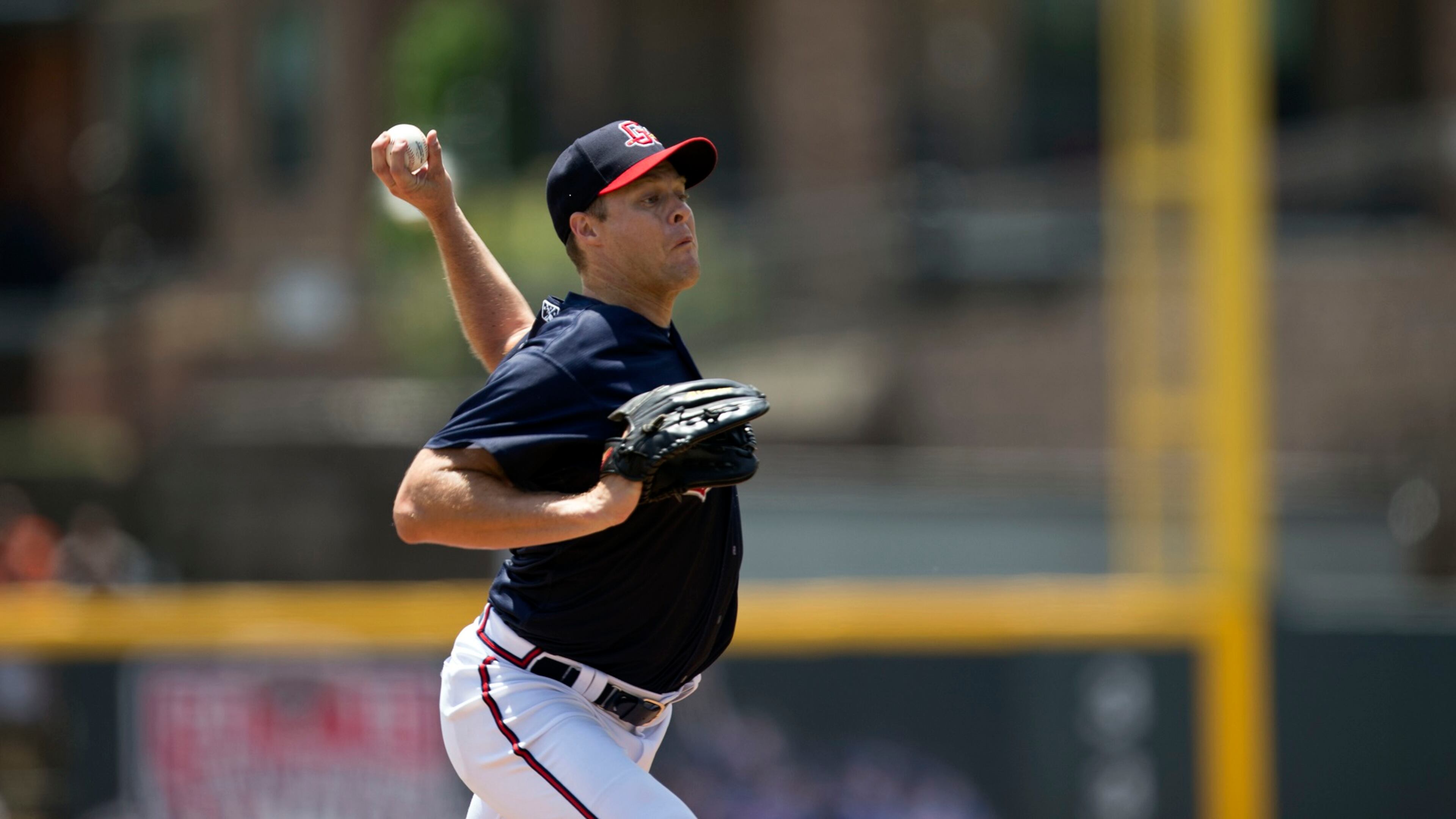 Pitcher Andrew Albers on the mound for the Gwinnett Braves game against Norfolk at Coolray Field, Wednesday, June 7, 2017. Chad Rhym/ chad.rhym@ajc.com