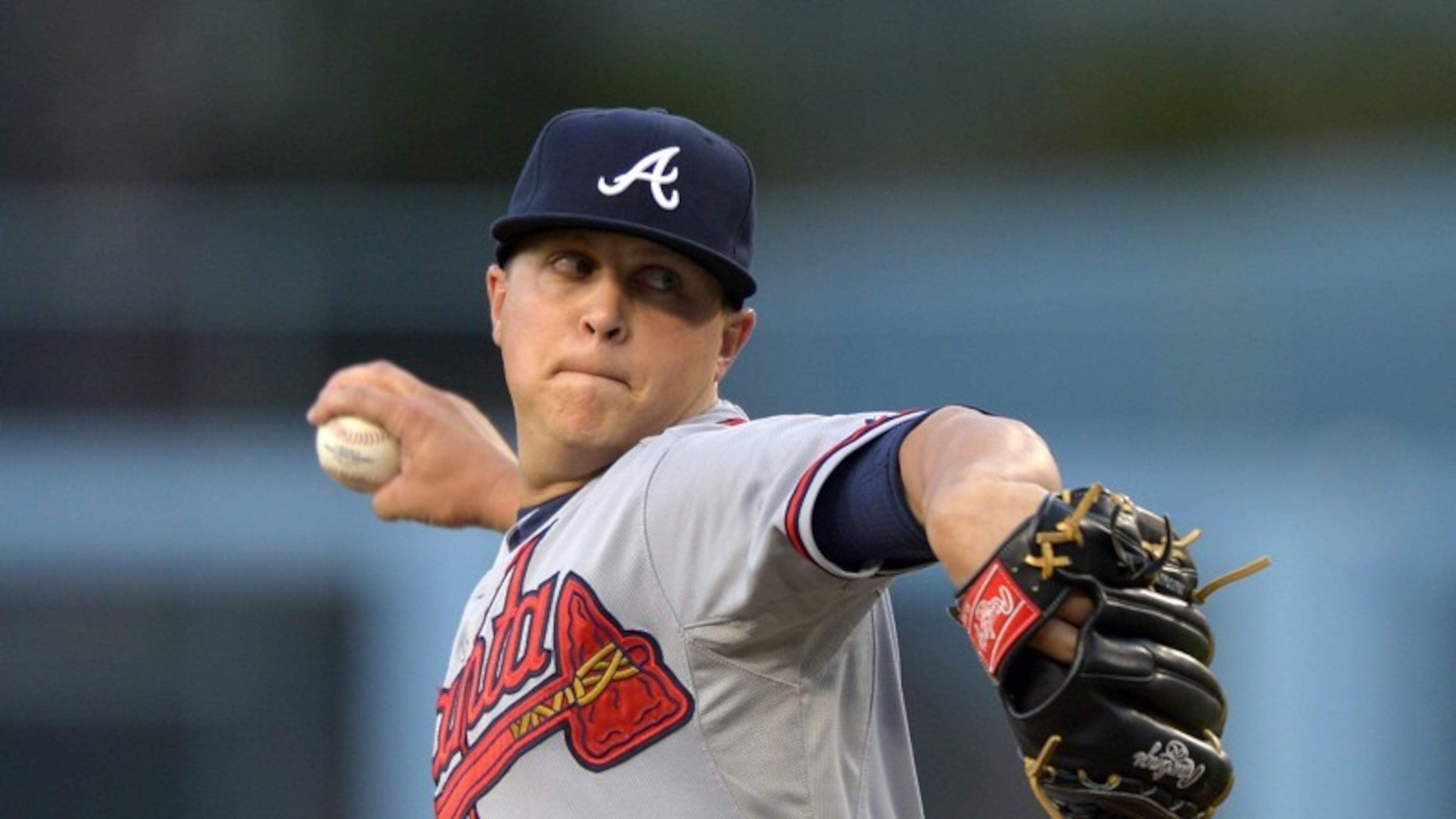 The flat-brimmed kid isn’t a kid anymore, but Kris Medlen is excited about his comeback attempt with the Braves after signing a minor league deal in the spring. Medlen, 31, makes his first start Saturday for the Braves’ high-A Florida affiliate after spending three months working on arm strength and his delivery at extended spring training. (AP file photo)
