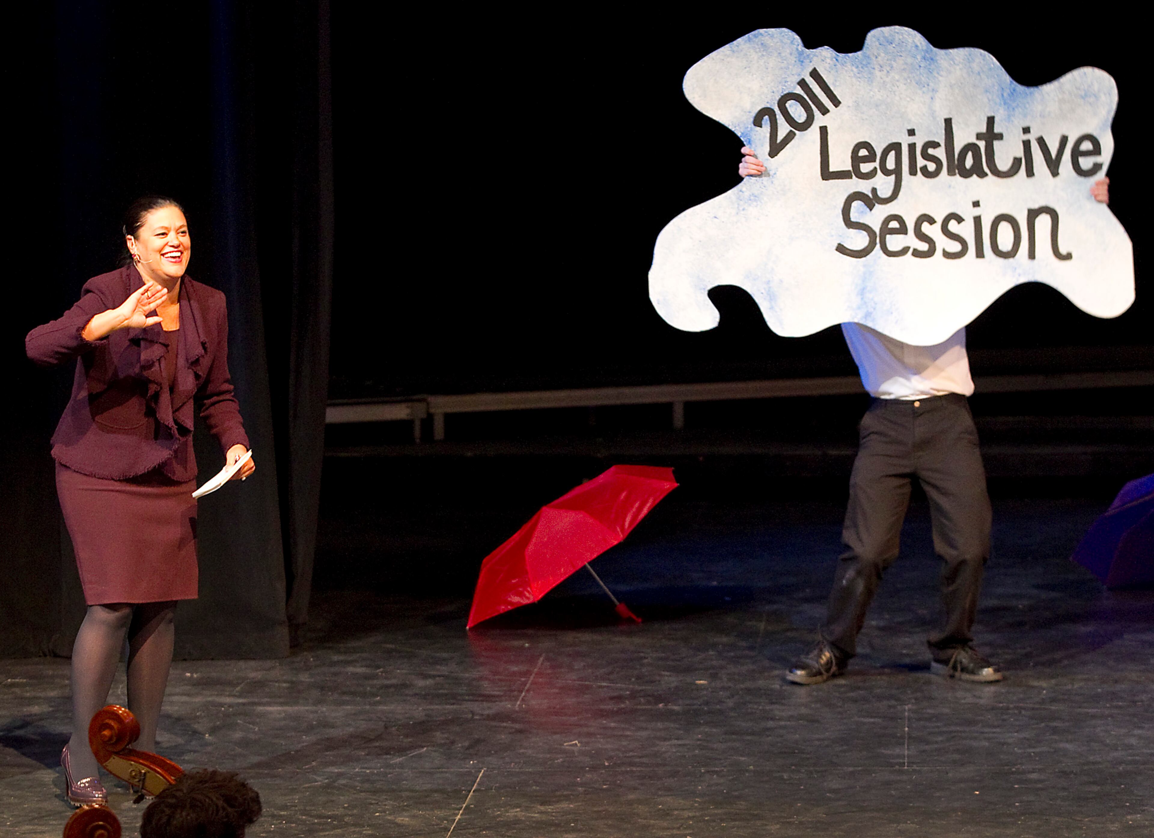 Meria Carstarphen added performance art to her annual State of the District address held at the McCallum Arts Center on November 30, 2011. She stated she would ask the school board to lift the Austin school district's declaration of a financial emergency that January and asked them to call an election for a tax increase in the 2012-13 school year.