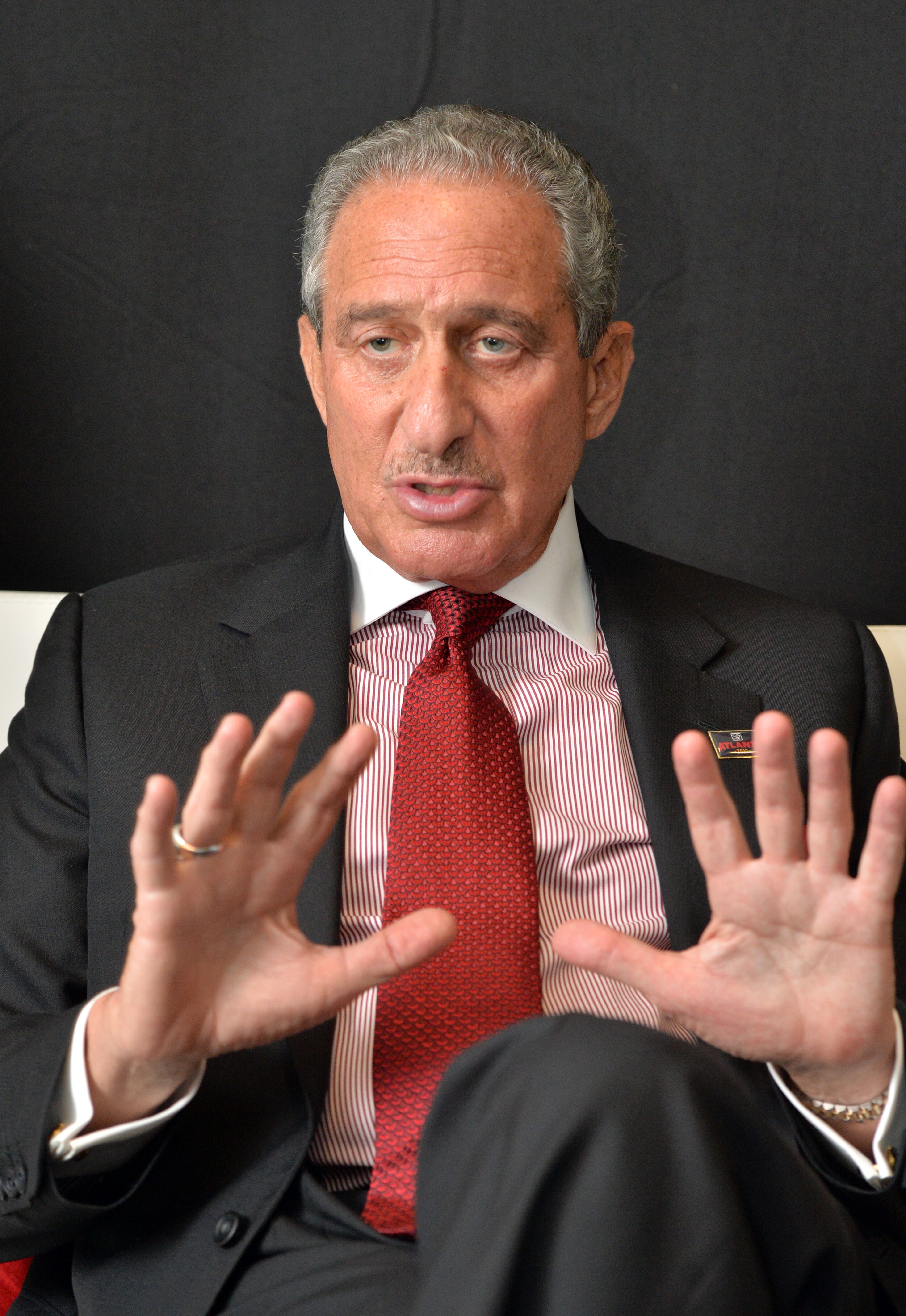 The owner of the NFL's Atlanta Falcons Arthur Blank speaks to the Atlanta Journal-Constitution reporters in downtown Atlanta on Wednesday, April 16, 2014. Major League Soccer Commissioner Don Garber today announced that Atlanta has been awarded an expansion team that will begin play in 2017. The new team will be owned by Blank and will play at the new world-class stadium soon to be built in downtown Atlanta. HYOSUB SHIN / HSHIN@AJC.COM